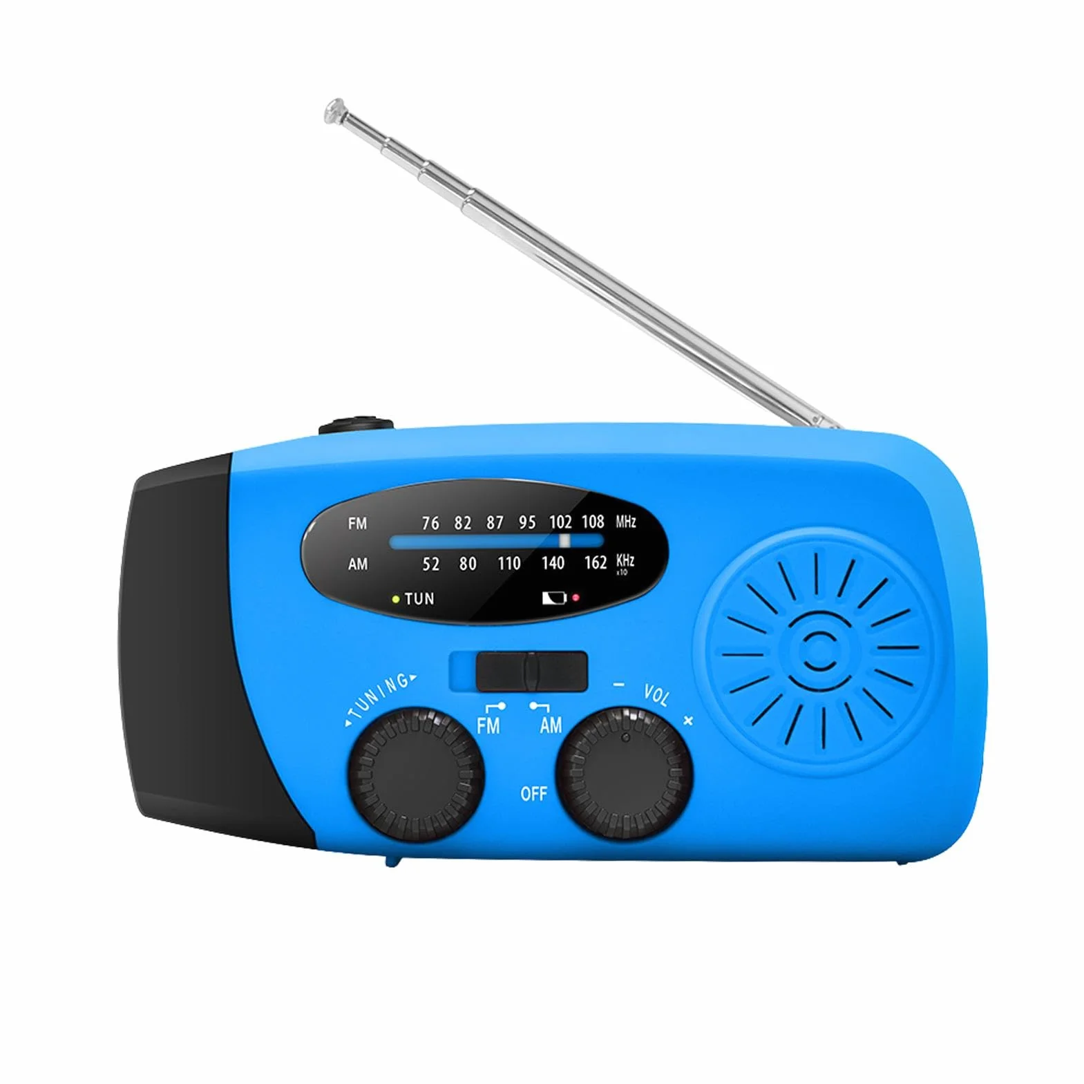 Radio meteorologica di emergenza solare a manovella AM/FM con batteria 2000 mAh e torcia LED