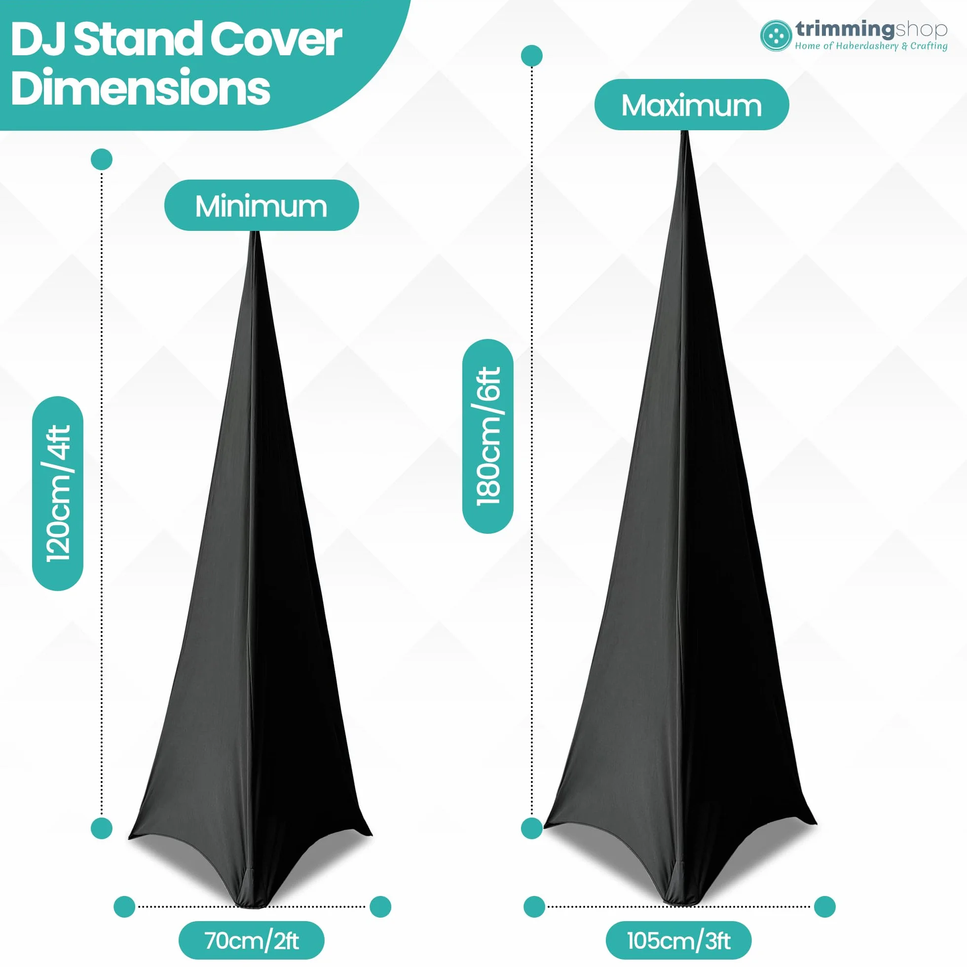 Triplo Laterale Elasticizzato Treppiedi Altoparlante Stand Cover Dj Scrim Nero 1pc