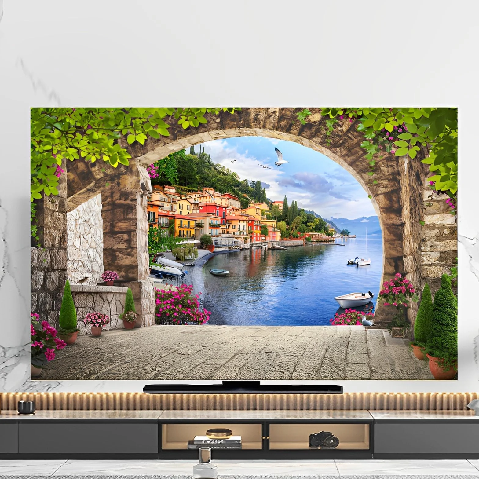 FANSU 3D Scenario Copertura Antipolvere per TV Universale 32-80 Pollici Nordico 40-43 Pollici