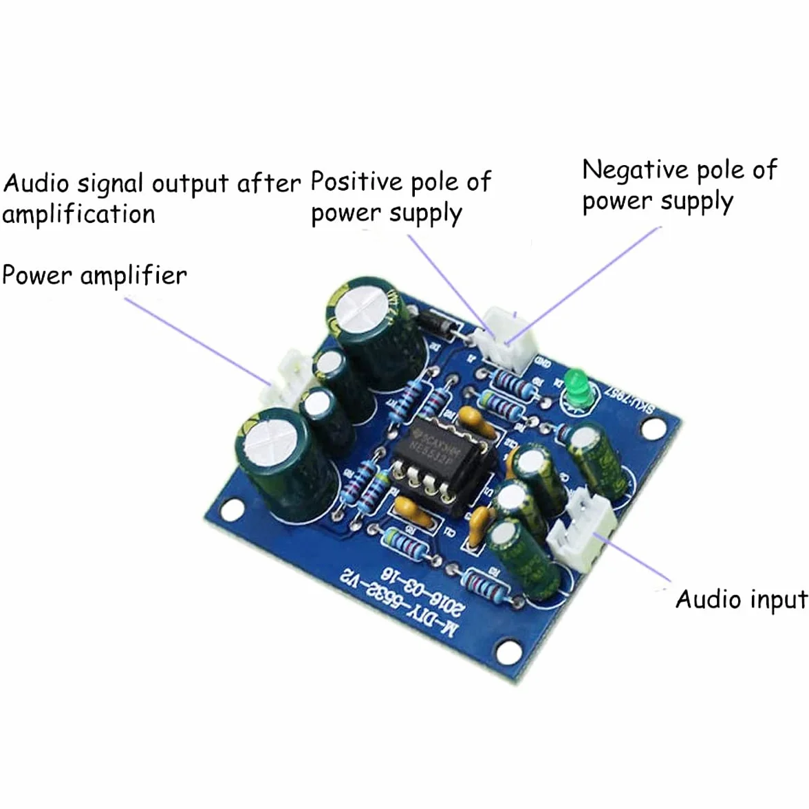 NE5532 Scheda preamplificatore Op DC12V-35V con cavo 28 awg per Bluetooth