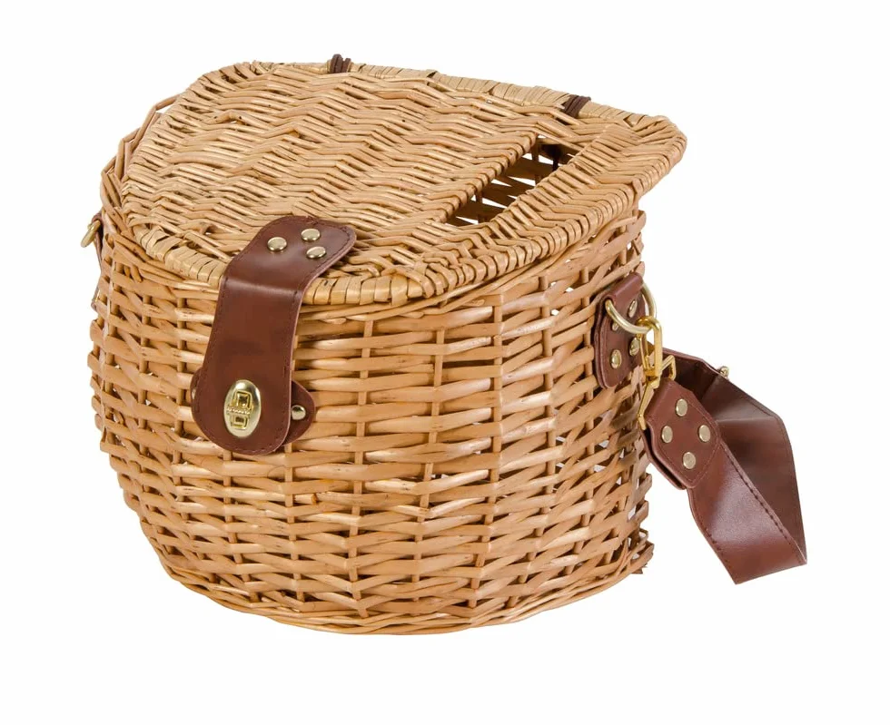 VERDELOOK | Cesto portafunghi in Vimini con Coperchio e Tracolla, 30x20x24 cm