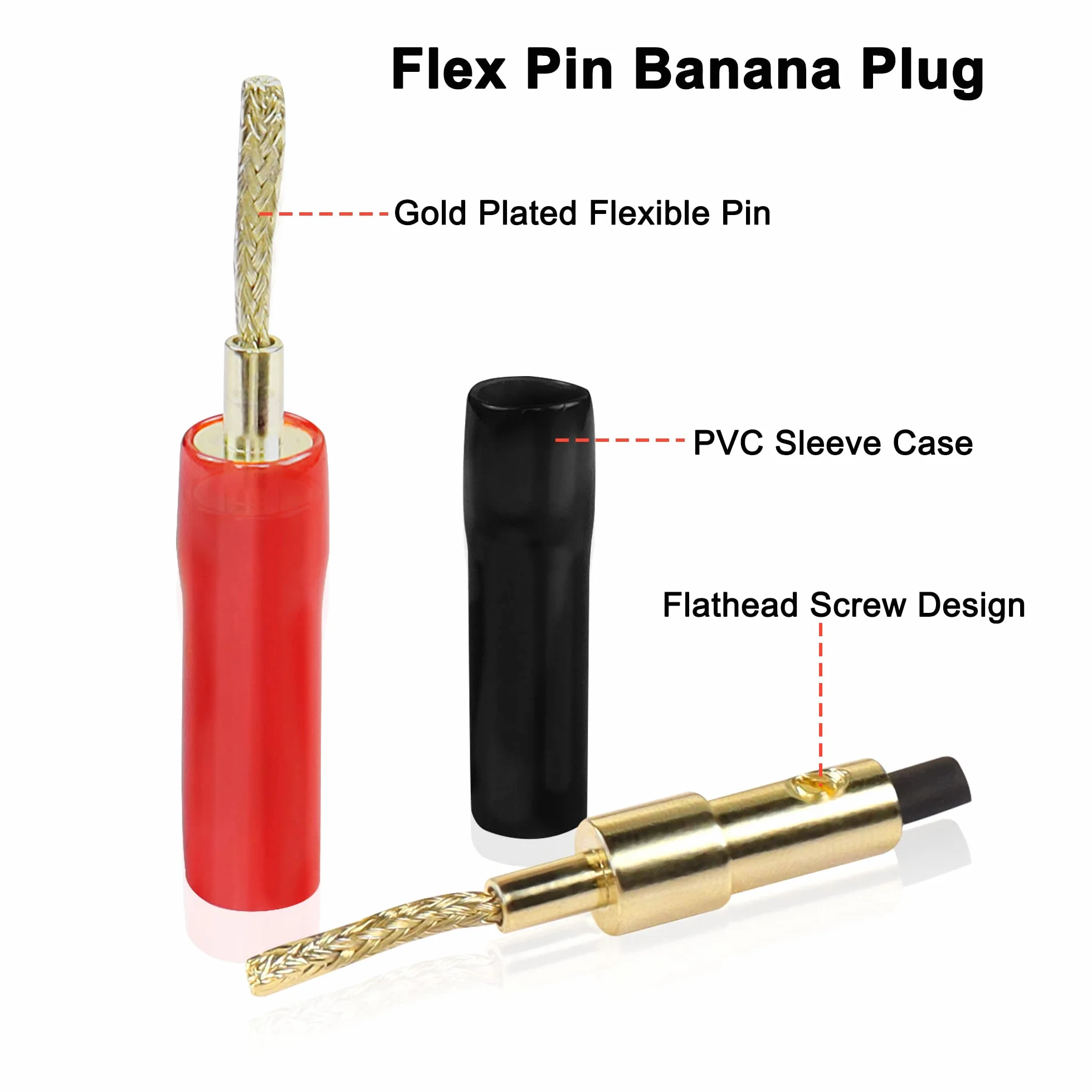 MEIRIYFA 2MM Banana Spine Connettore Placcato Oro Audio per Amplificatore Speaker Cavi (4 PCS)