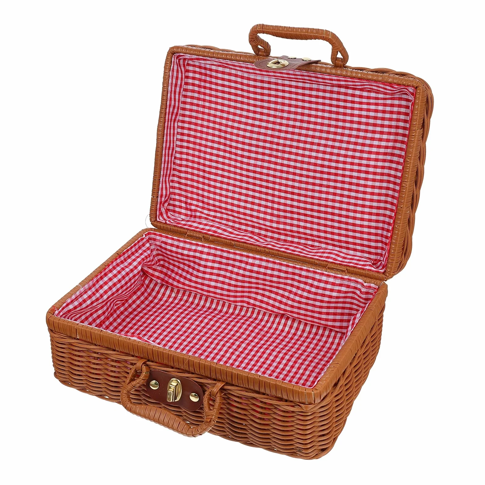 jojofuny Mobili in Rattan di Vimini Valigia Cesto di Vimini da Picnic Scatola di Immagazzinaggio di Paglia con Manici Scatola di Immagazzinaggio del Rattan Valigia di Corsa di Vimini Bin