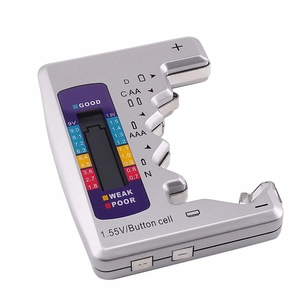 Tester Batterie Universale con LCD per AA AAA C D N 9V 1.5V Bottone