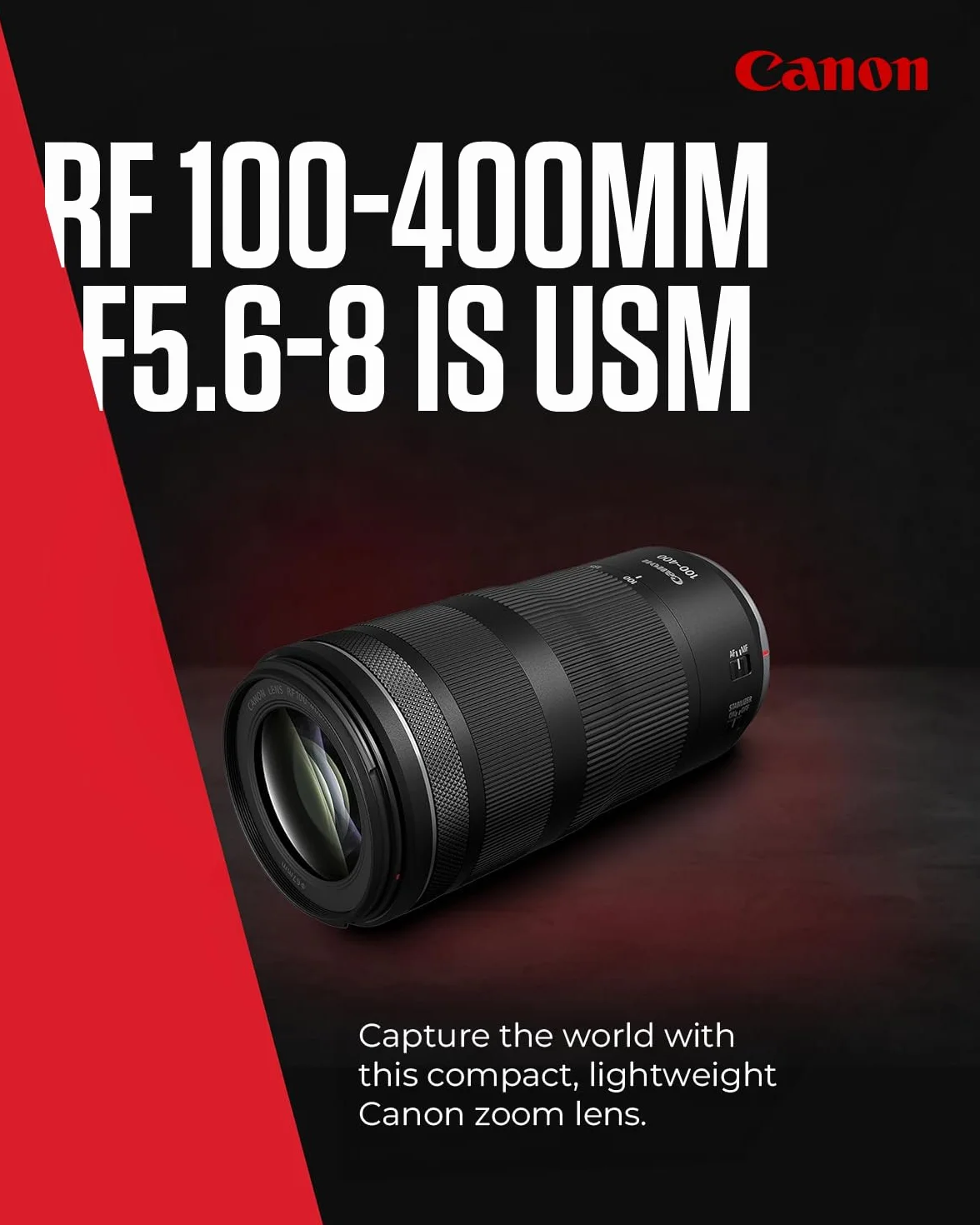Canon Obiettivo RF 100-400mm F5.6-8 IS USM Teleobiettivo Zoom Stabilizzatore Ottico 5,5 Stop