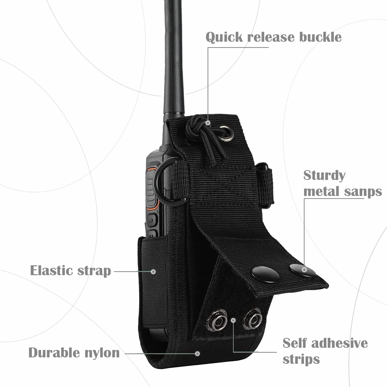 Fondina Walkie Talkie MSC-20A Custodia Universale per Radio Bidirezionale con Tracolla Regolabile Nero