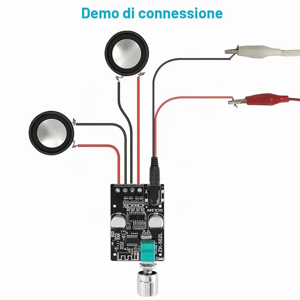 DollaTek TPA3116 Bluetooth 5.0 Mini Amplificatore di Potenza Digitale 2x50W con Interruttore e Volume Regolabile