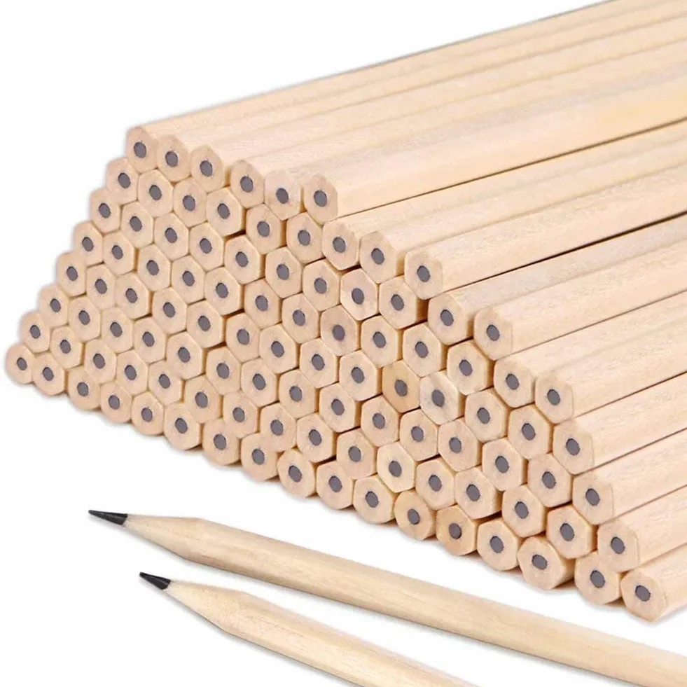 Set di 50 matite HB in legno autentico per bambini, studenti, ufficio, materiale scolastico, disegno, scrittura, 17,9 x 0,7 cm