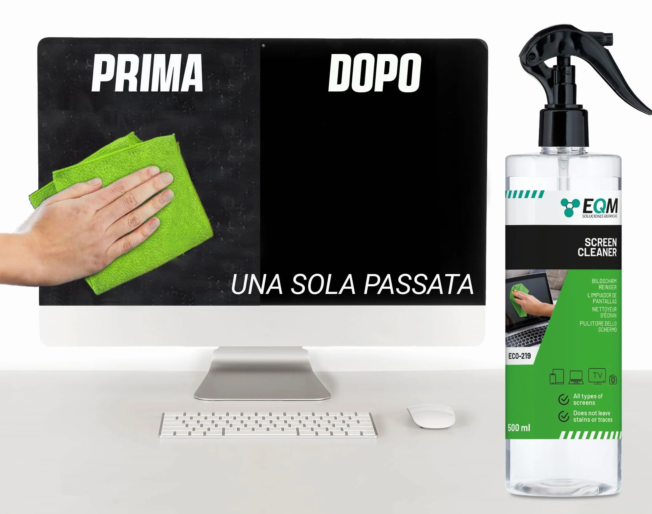 Pulizia dello Schermo 500 ML EQM ECO-219 Panno in Microfibra per Display Tablet Cellulare Laptop