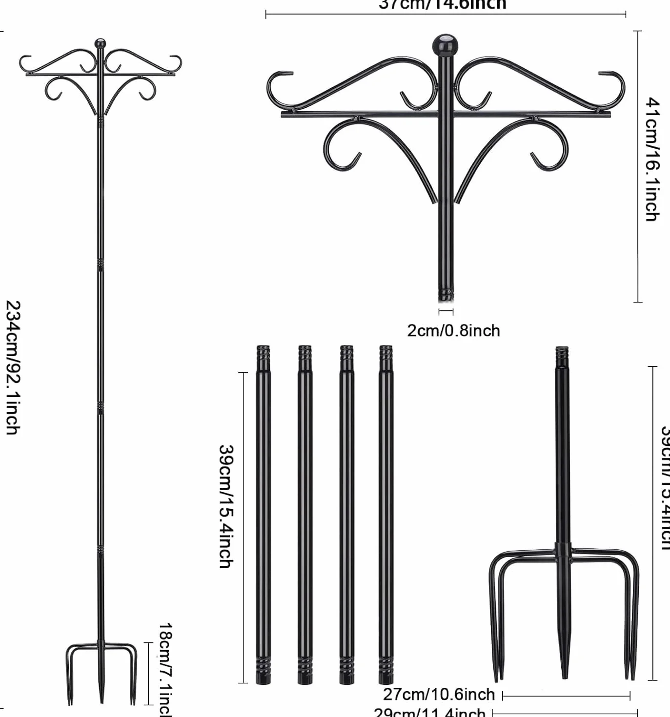 Ganci da pastore per giardino 2 pezzi 233 cm