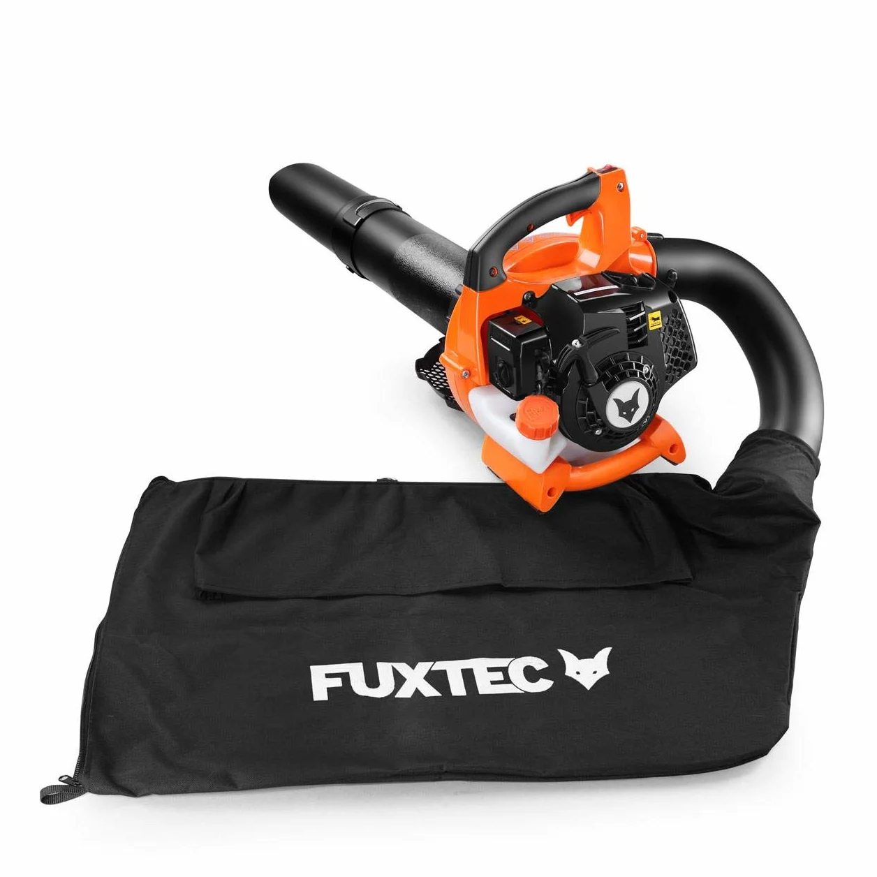 Aspirafoglie a scoppio FUXTEC 4in1 FX-LBS126 soffiatore e trituratore a scela di benzina 2 tempi con 2 tubi di soffiaggio e sacco di raccolta da 45 l - velocità di soffiaggio 71 m/s