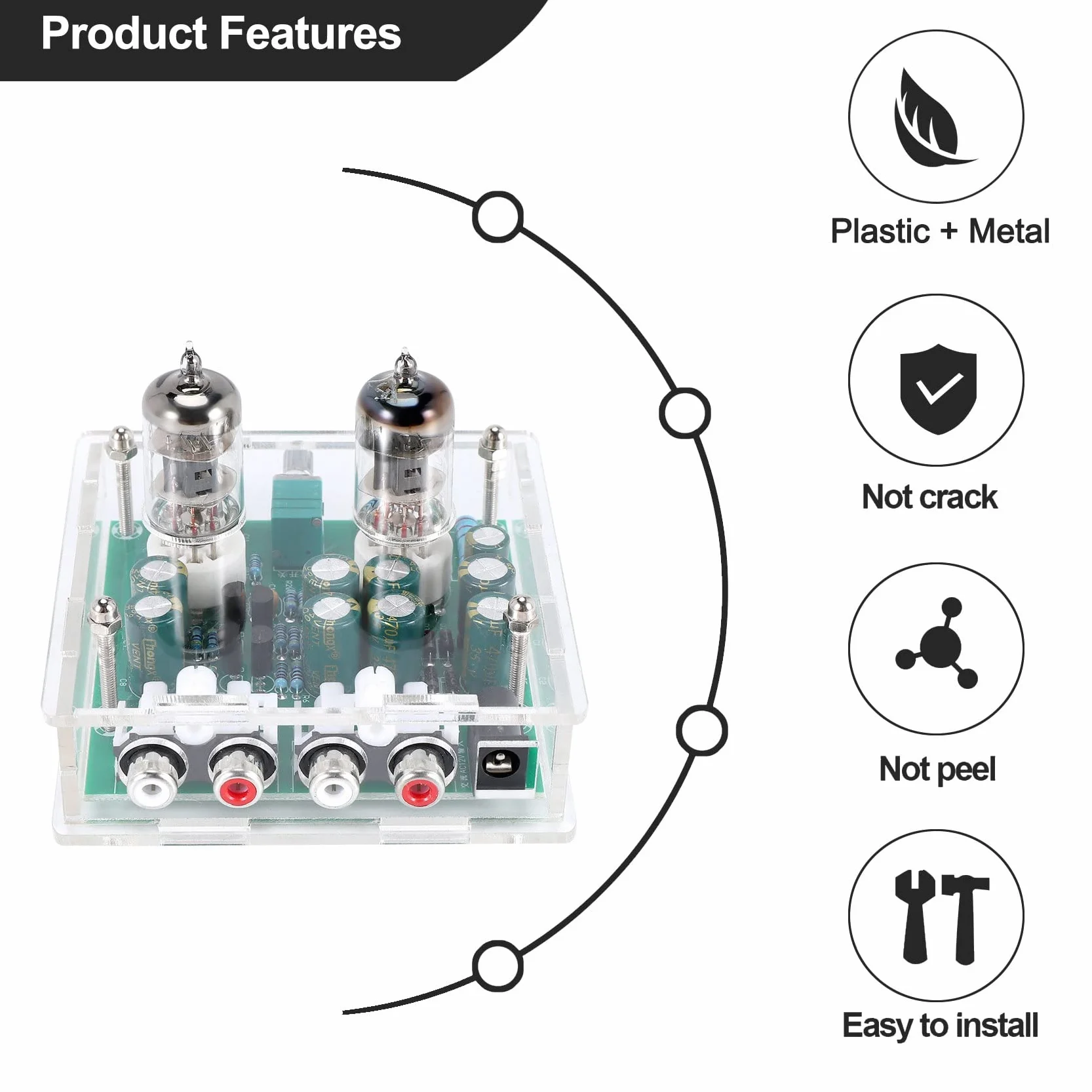 6J1 Preamplificatore Valvolare Amplificatore per Cuffie Buffer Kit DIY con Guscio Trasparente