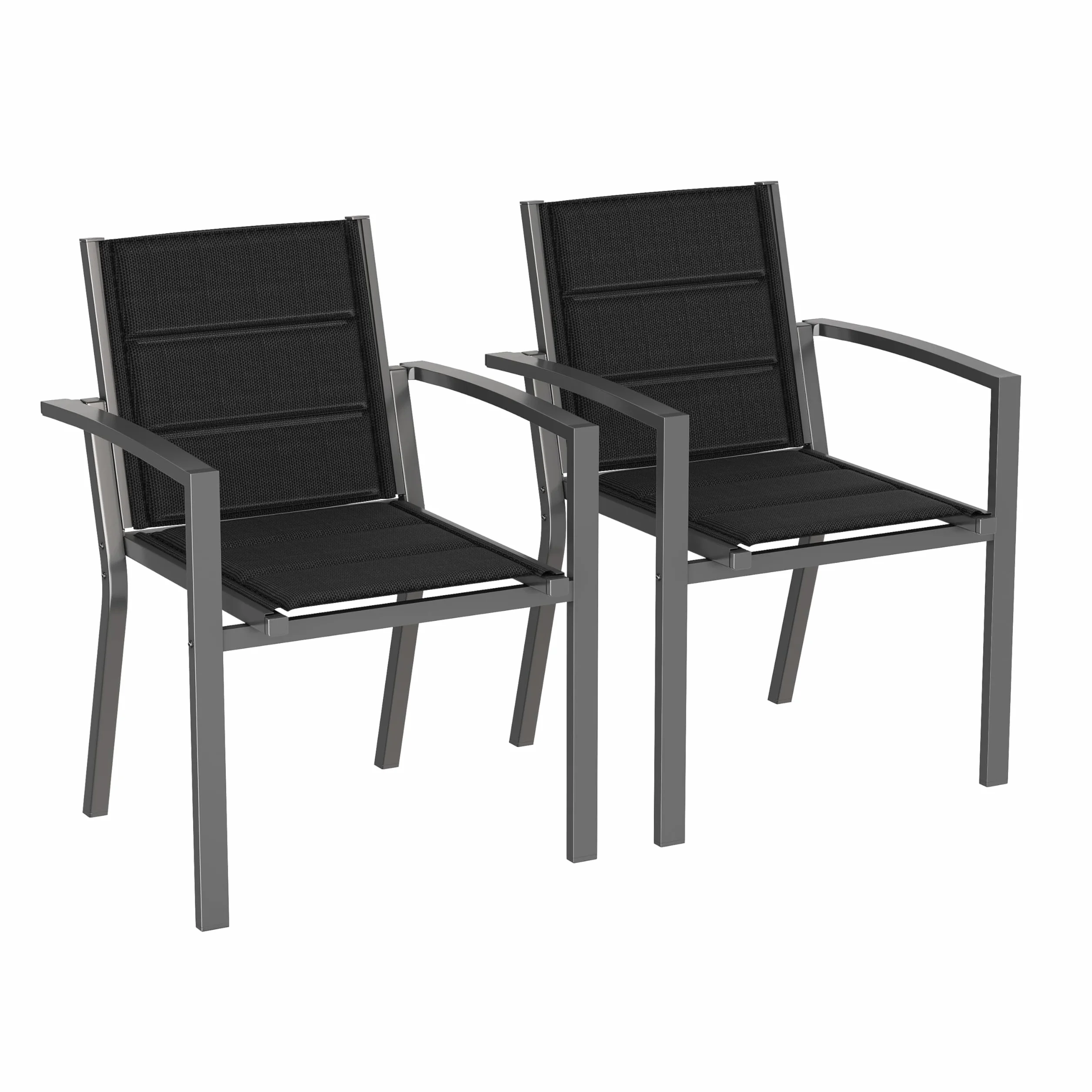 Devoko Set Di 2 Sedie Da Giardino, Sedie Da Esterno In Alluminio Per Esterni, Sedie Impilabili Poltrone Da Giardino, Per Giardino, Piscina, Terrazza, Sala Da Pranzo, Grigio Scuro