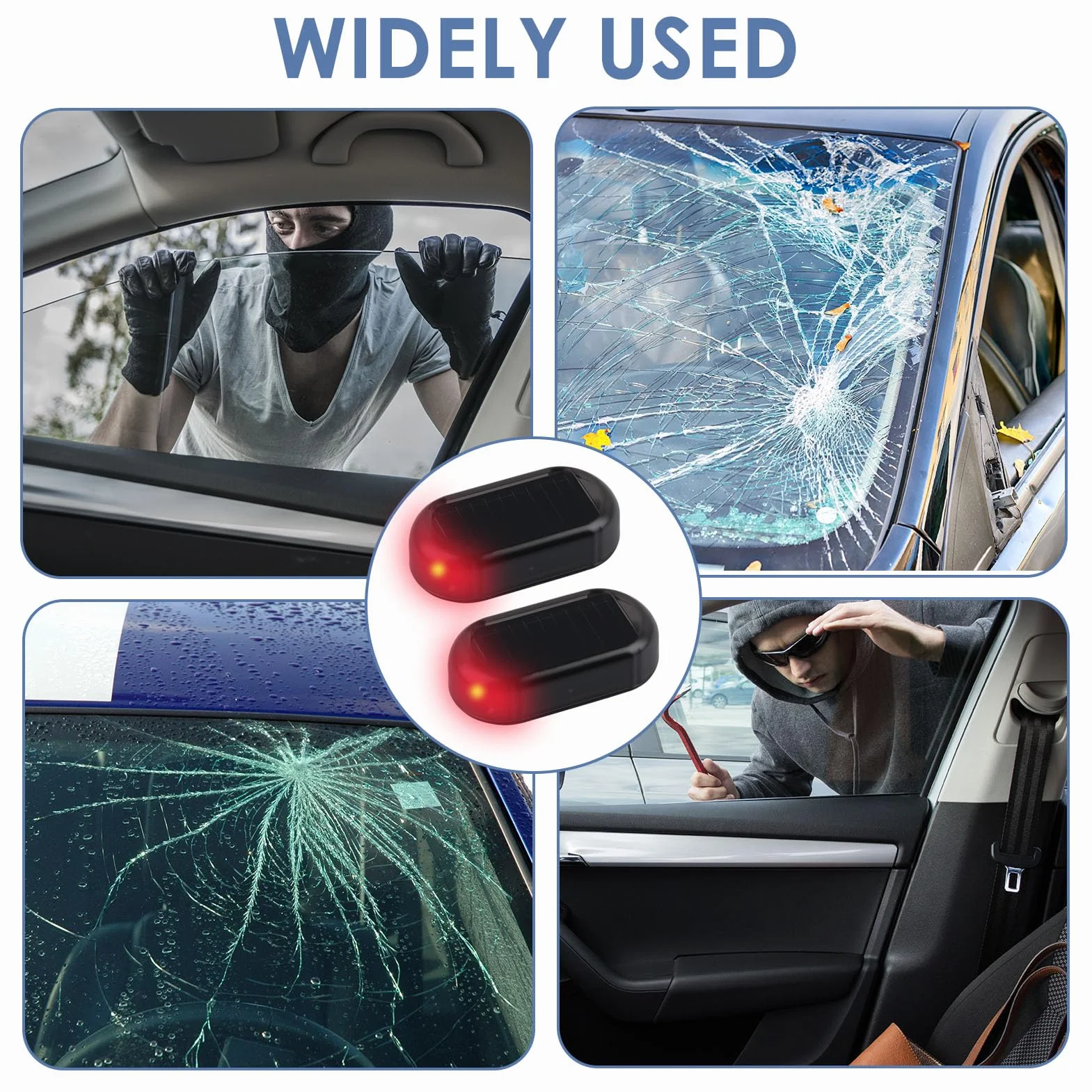 Set di 2 Allarme Solare per Auto, LED Antivandalismo Lampeggiamento Notturno, Sistema Antifurto Flash per Auto Moto Barca