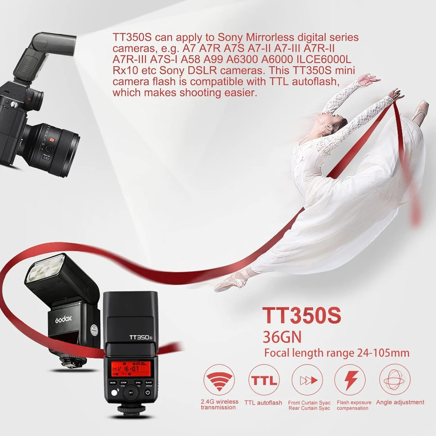 Godox TT350S 2.4G TTL Flash Speedlite Sony