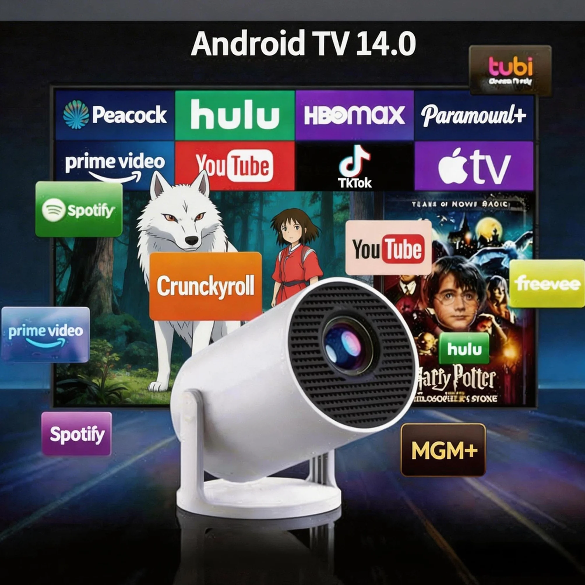 Yoton Y4PRO Mini Proiettore 4K Portatile 18000 Lumen, WiFi 6 Bluetooth 5.4, Full HD 1080P, Auto Keystone, HDMI/USB