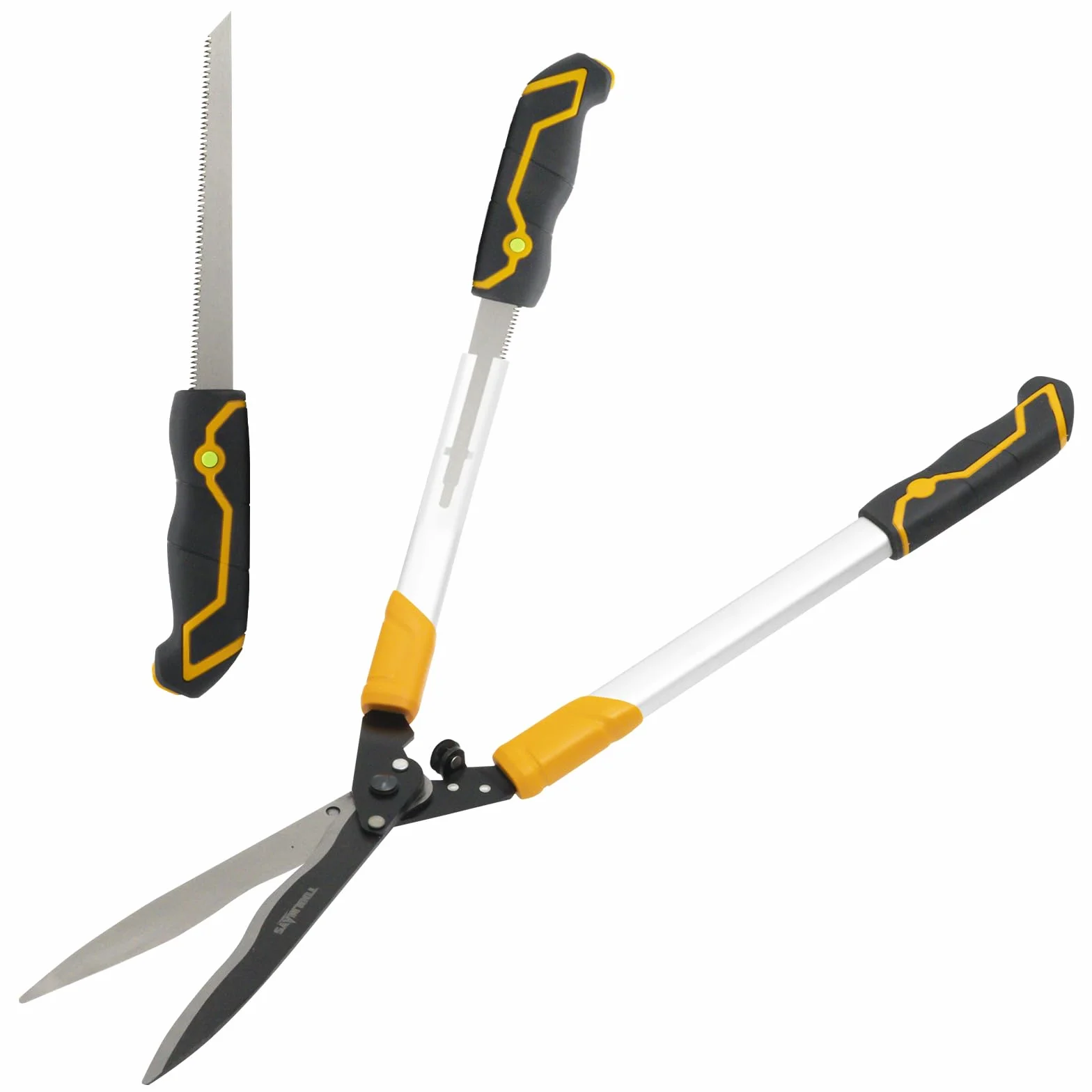 Tagliasiepi 78 cm, cesoie da giardino con sega a mano da 21 cm, cesoie professionali manualmente con design a testa angolata di 20°
