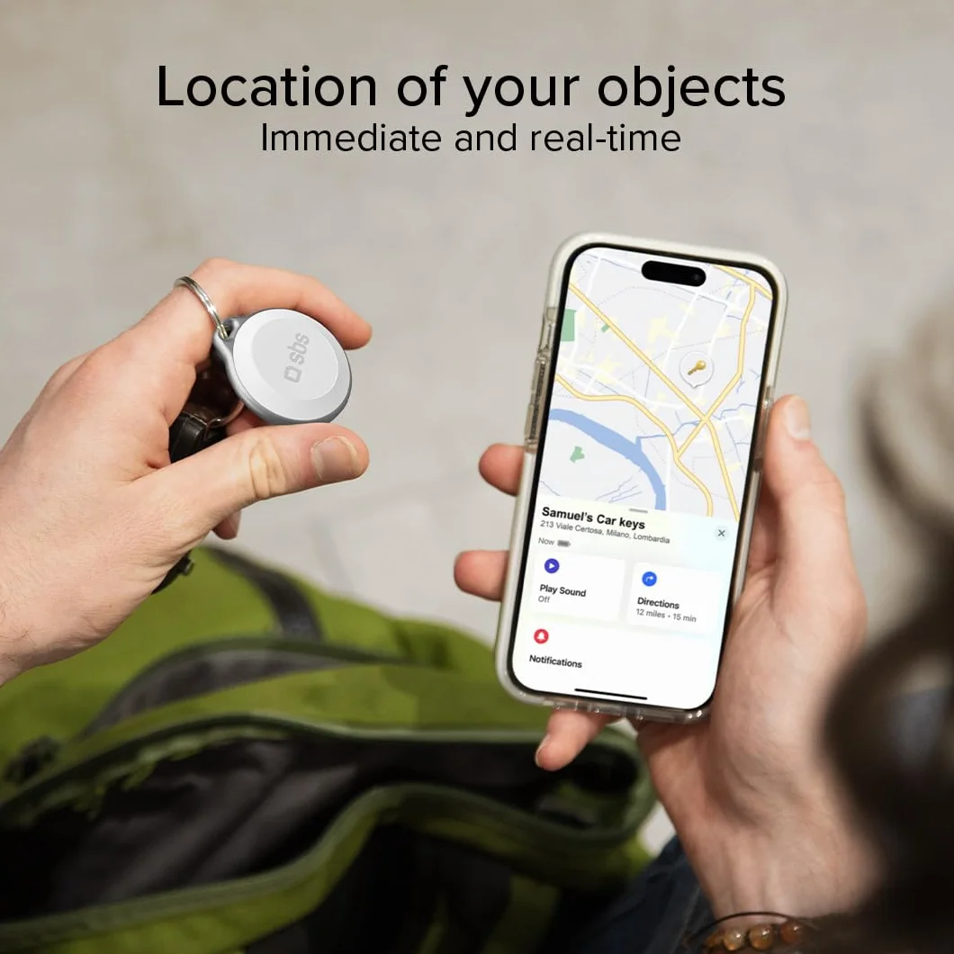 SBS Track My Circle Localizzatore Chiavi Compatibile Apple Dov'È 100 dB IP65 Impermeabile Bianco