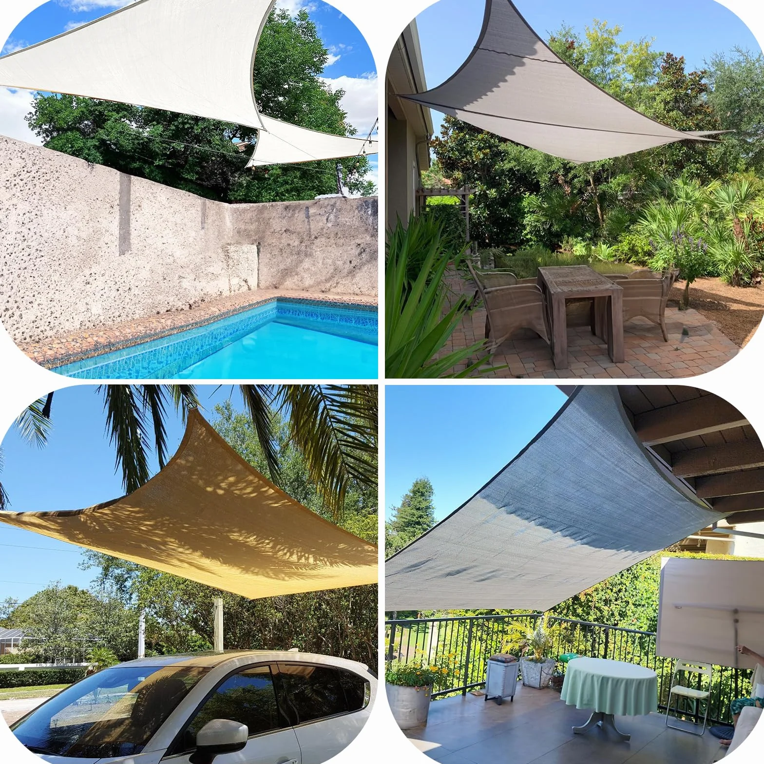 Cool Area Vela Ombreggiante Rettangolare 3x3m Impermeabile Protezione 95% Raggi UV Parasole Giardino Esterno Crema