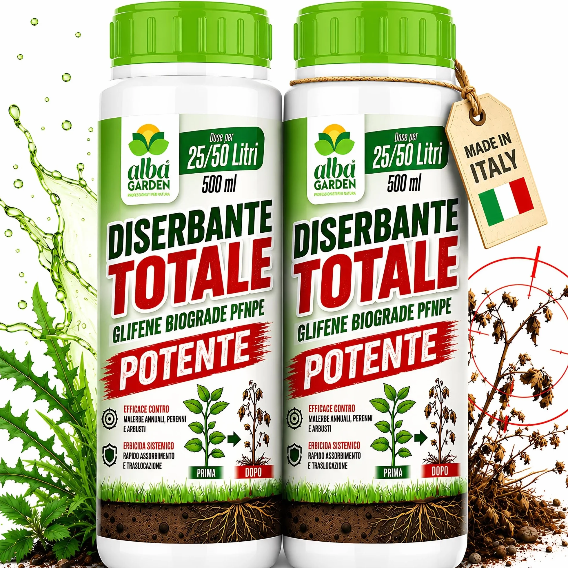 Albagarden Diserbante Totale Glifosate 2 x 500 ml Erbicida Sistemico