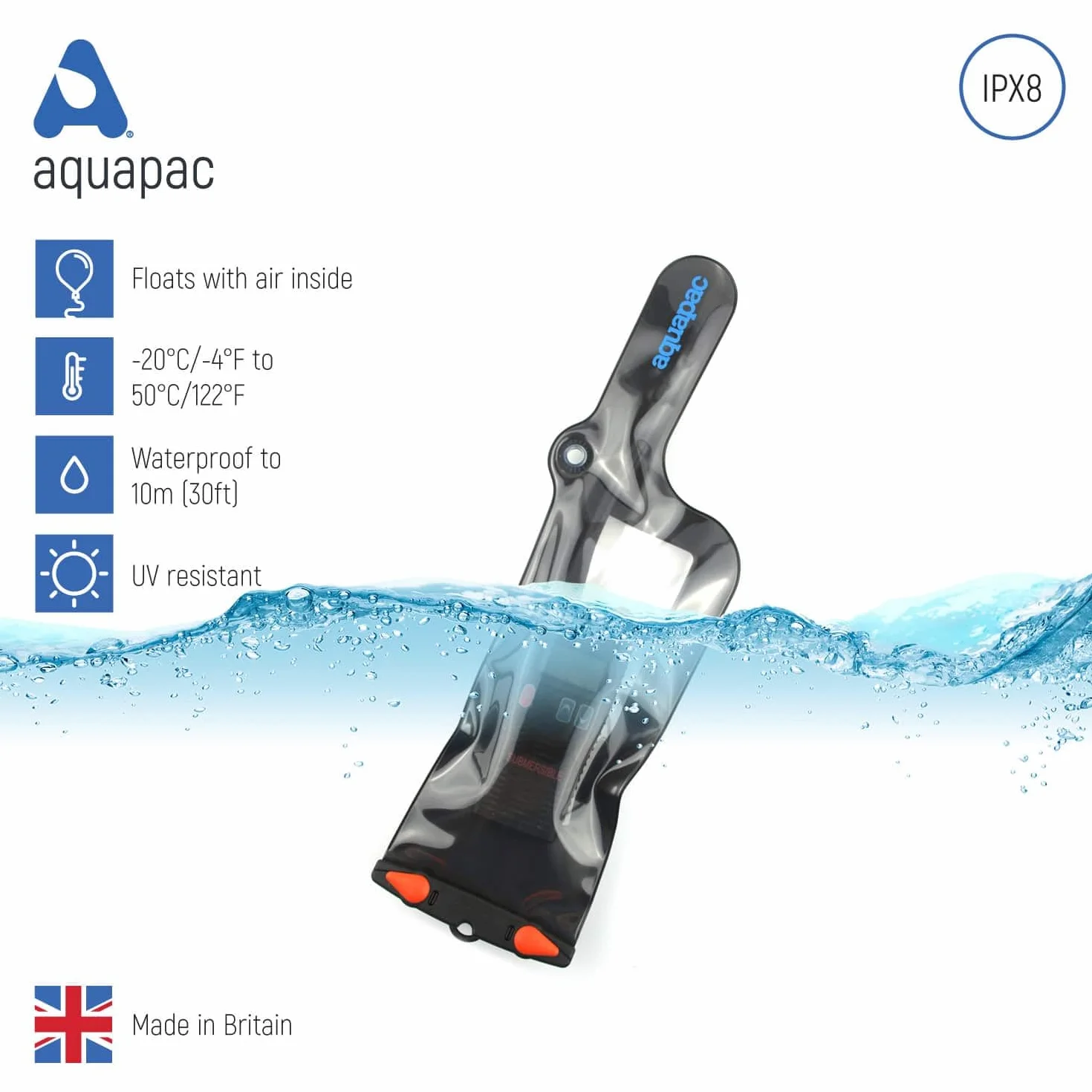 Aquapac Custodia Impermeabile Per Radio VHF Classic - Mini Custodia Plastica Per Nuoto Surf Kayak - Copertura Impermeabile Walkie-Talkie Protettiva Portatile