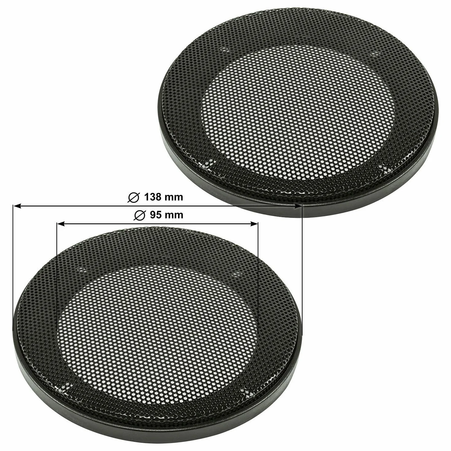 Tomzz Audio Griglia per altoparlante DIN 100mm nero 2 pezzi anello di plastica set griglia metallica