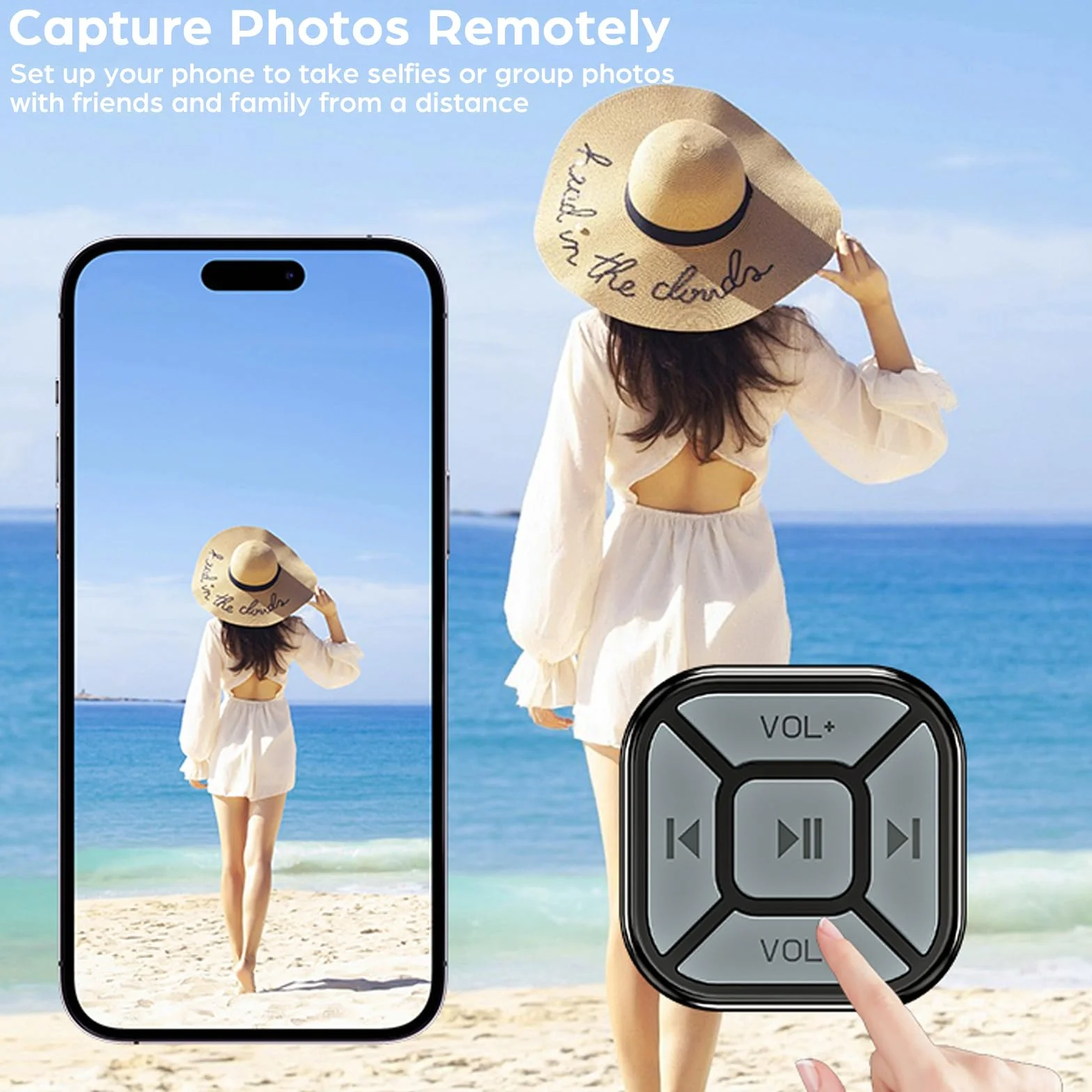 Bluetooth Wireless Multimedia Remote Control Button for iPhone Android Selfie Music Controller