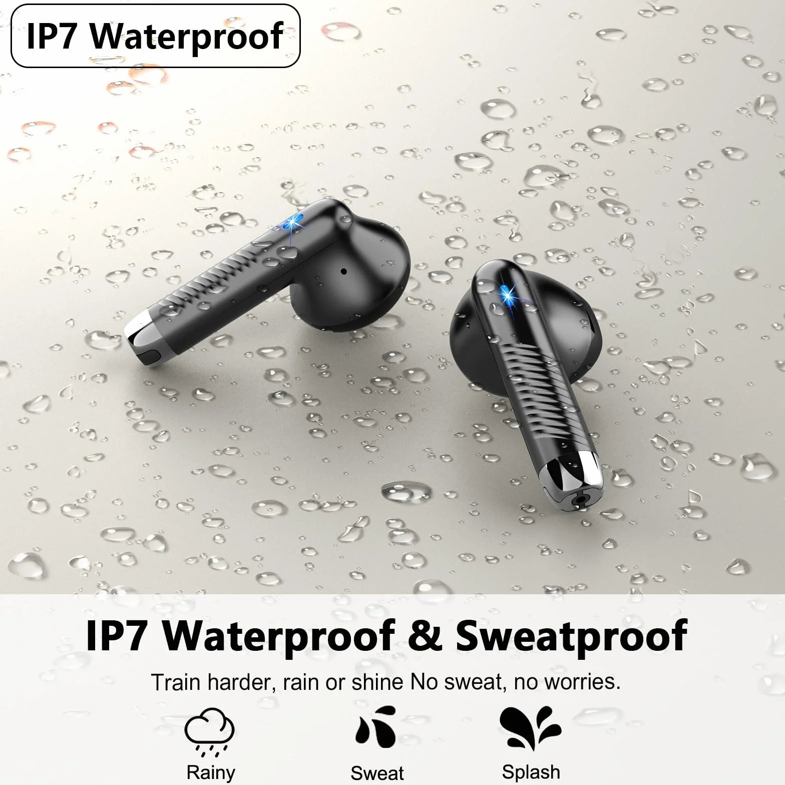Cuffie Bluetooth 5.4, Auricolari Wireless In Ear con 6 ENC Mic, 6D Hifi Stereo, Cancellazione Rumore, IP7 Impermeabili Sport
