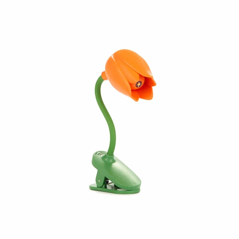 Balvi Lampada Flessibile con Clip a Forma di Tulipano Arancia per Lettura