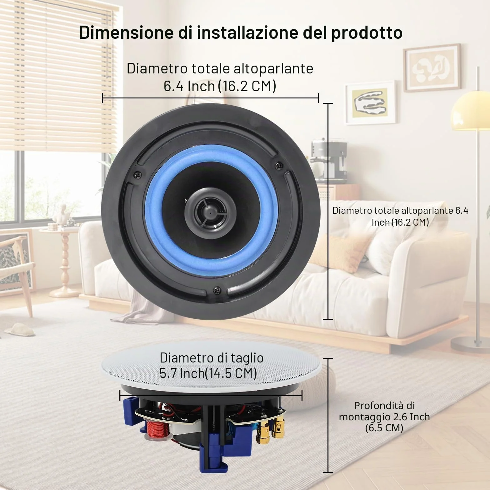 Herdio 160W 10cm 2-Way Bluetooth Altoparlanti Soffitto 2 Paia