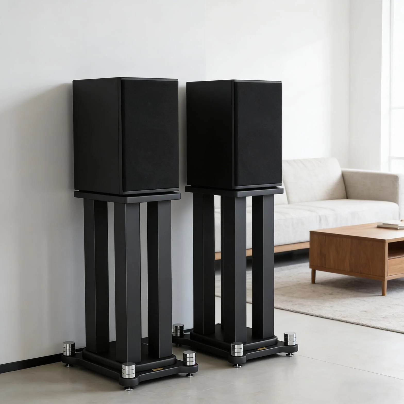 Supporto per altoparlanti in MDF e metallo, 80 cm, 40 kg, nero
