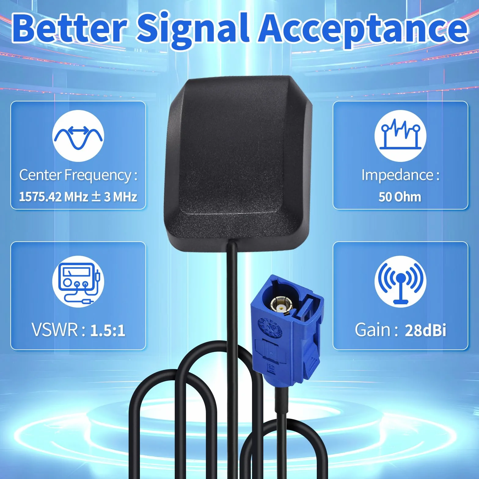 Superbat Antenna GPS Impermeabile Magnetica 3m RG174 Fakra C Femmina