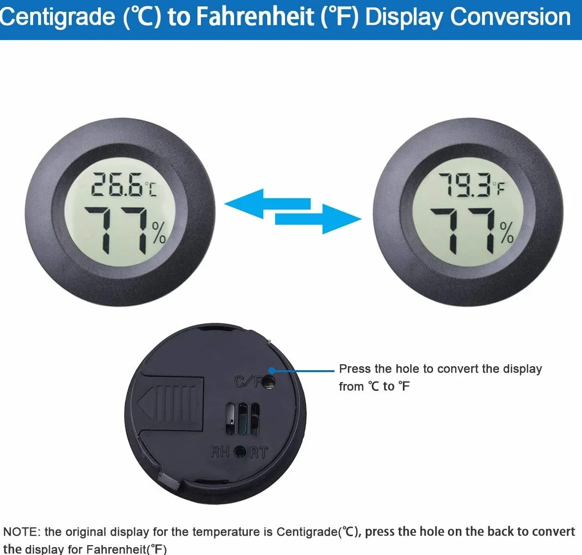 Mini Termometro Digitale LCD Misuratore di Umidità per Interni Esterni 2 PCS Nero