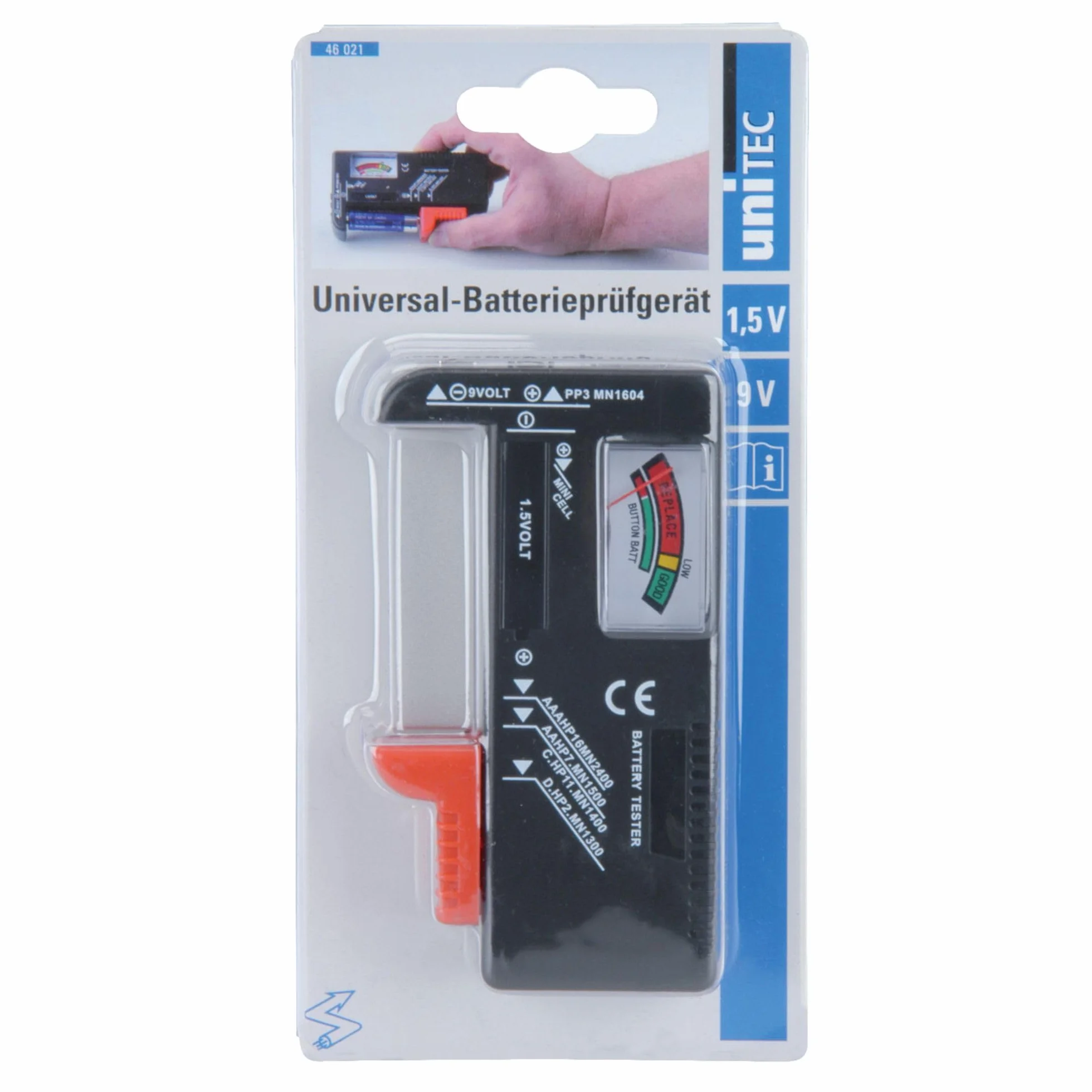Unitec Tester universale per batterie 1,5 V/9 V