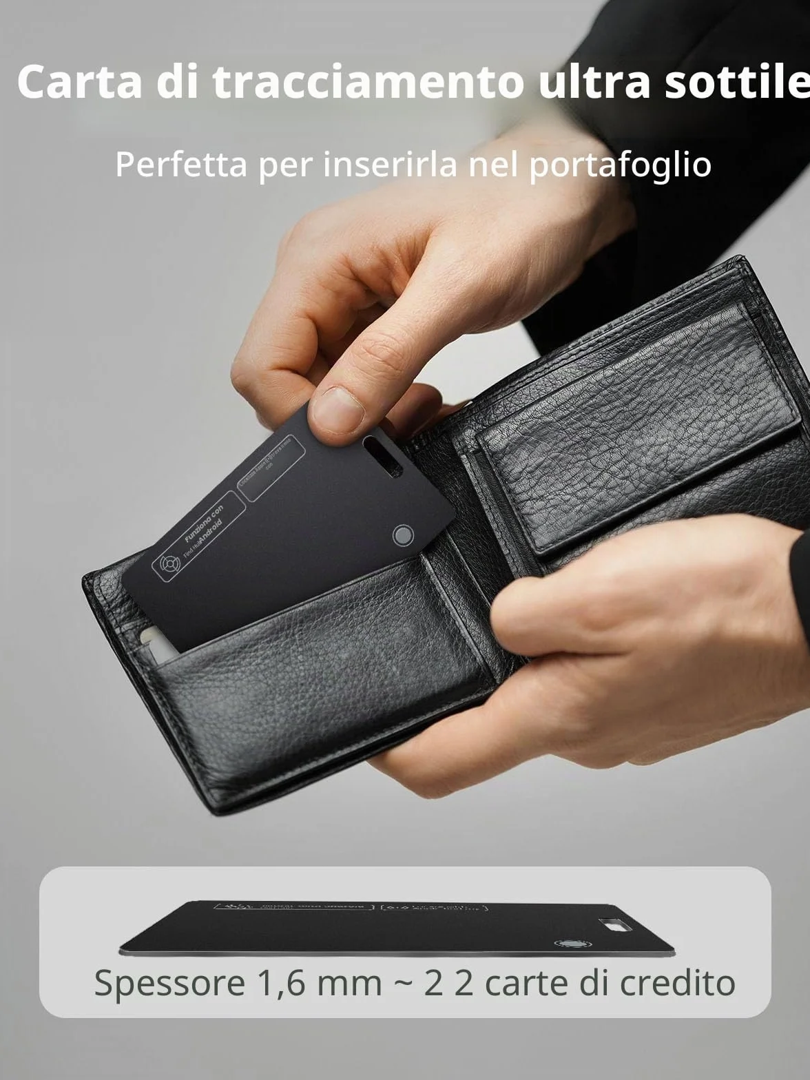 Tracker Ricaricabile per Apple e Android, Ultrasottile, Compatibile con Find My e Find Hub, 1 Pack