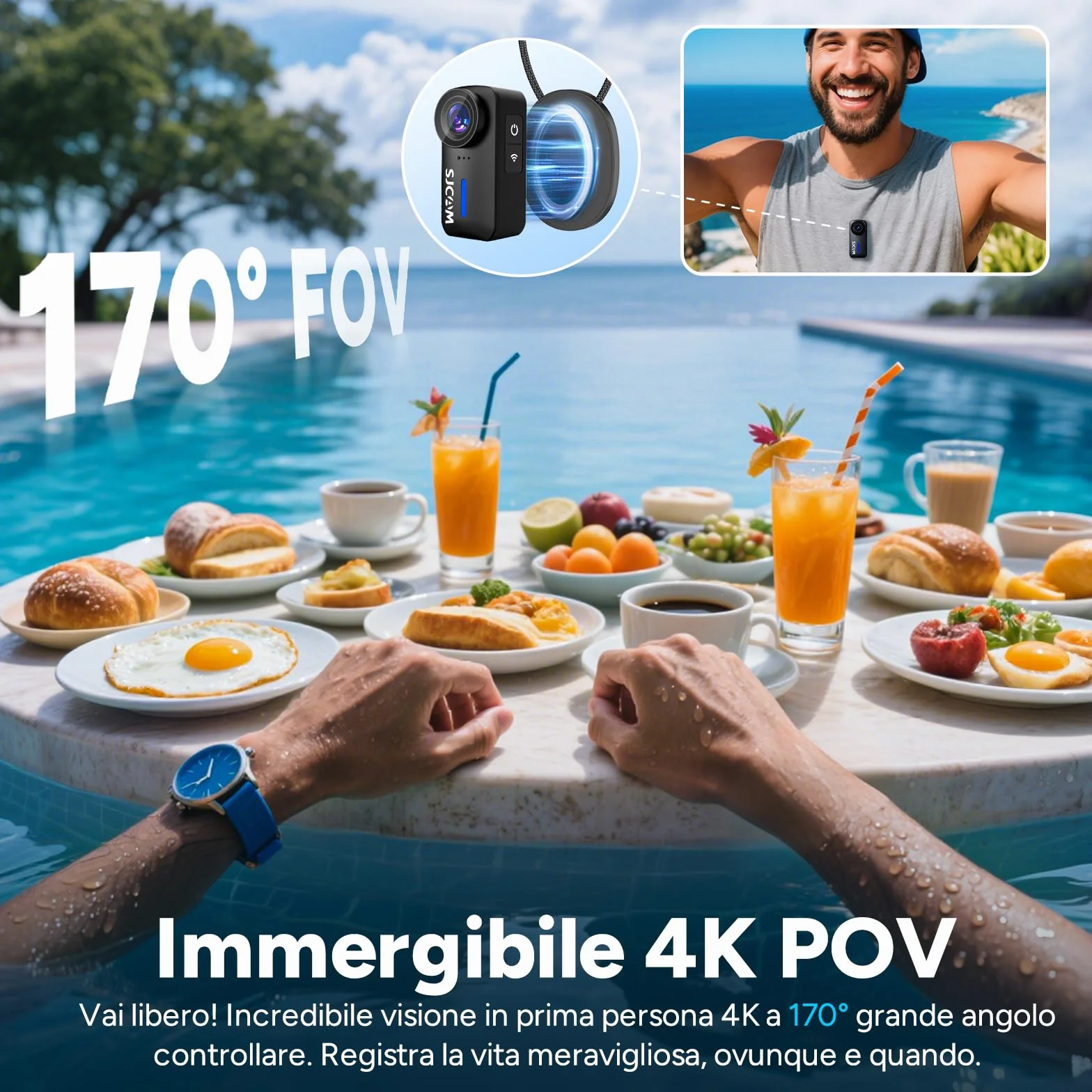 SJCAM C110Plus Magnetic Combo 4K Pocket Action Cam FOV 170° Nero