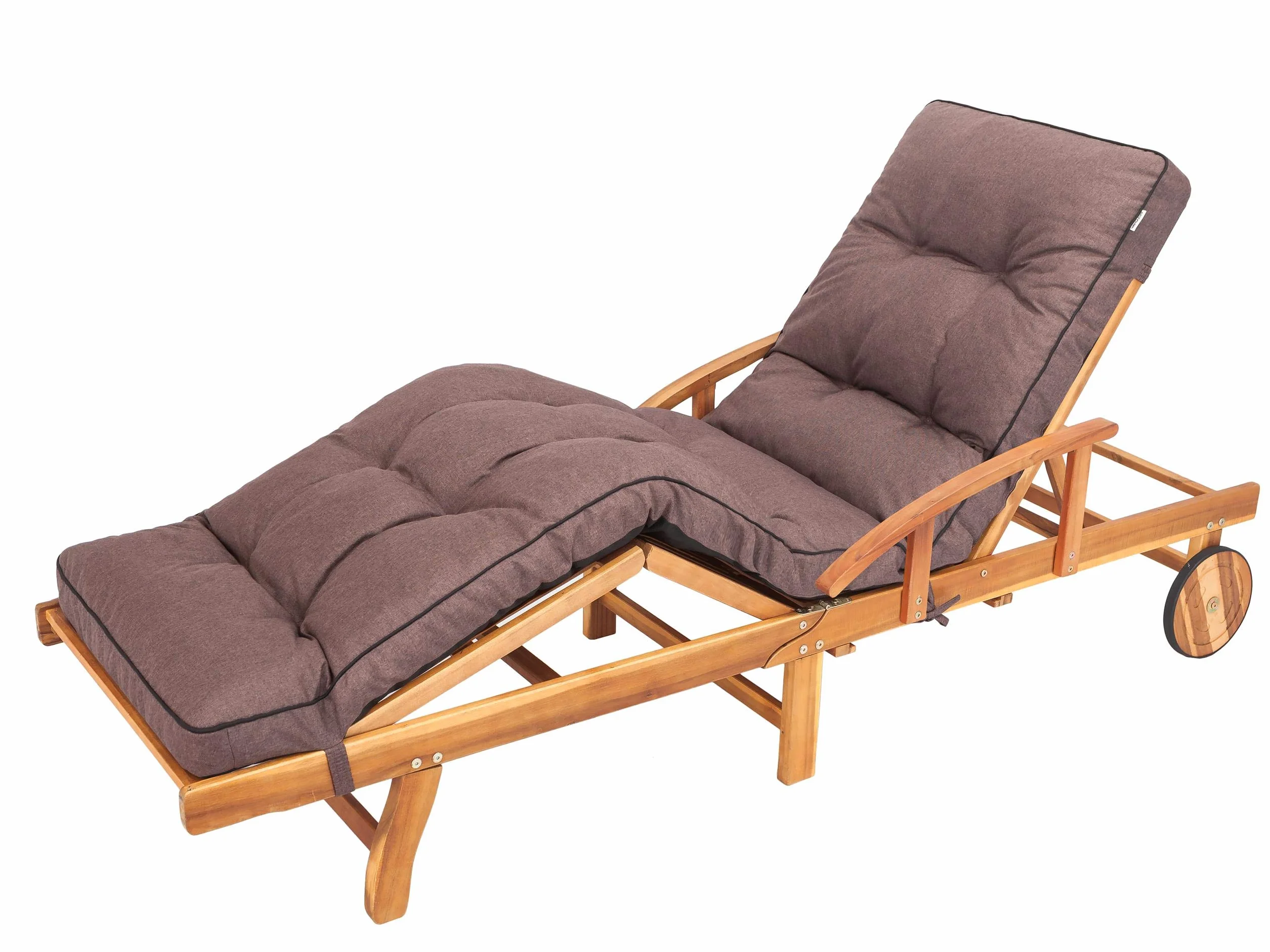 Cuscino per sedia a sdraio da giardino, 200 x 55 x 8 cm, cuscini per sedia a sdraio, imbottitura per lettino prendisole, trapuntato, 100% Made in EU - marrone