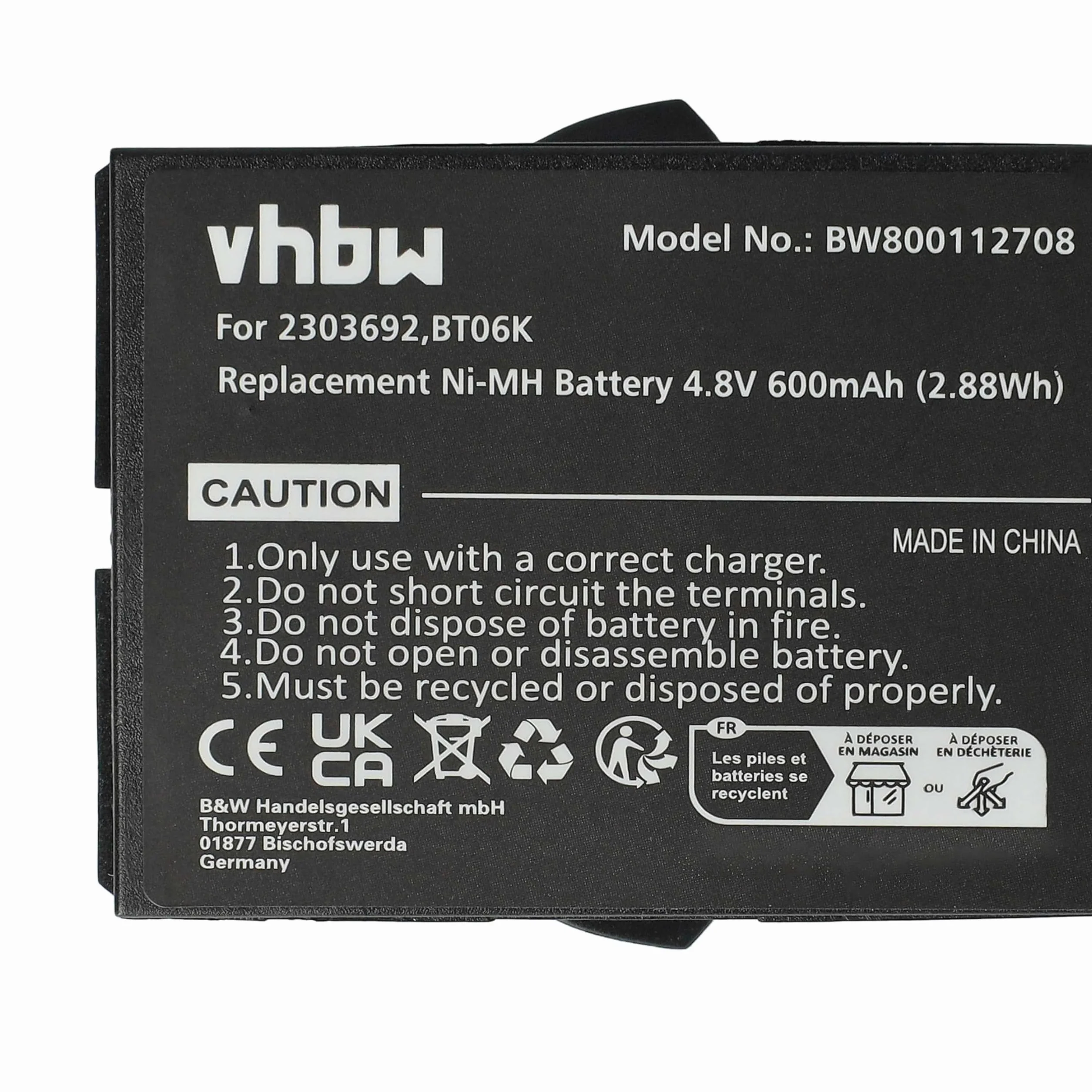 Danfoss BT06K batteria sostituisce radiocomando industriale 600mAh 4,8V NiMH nero