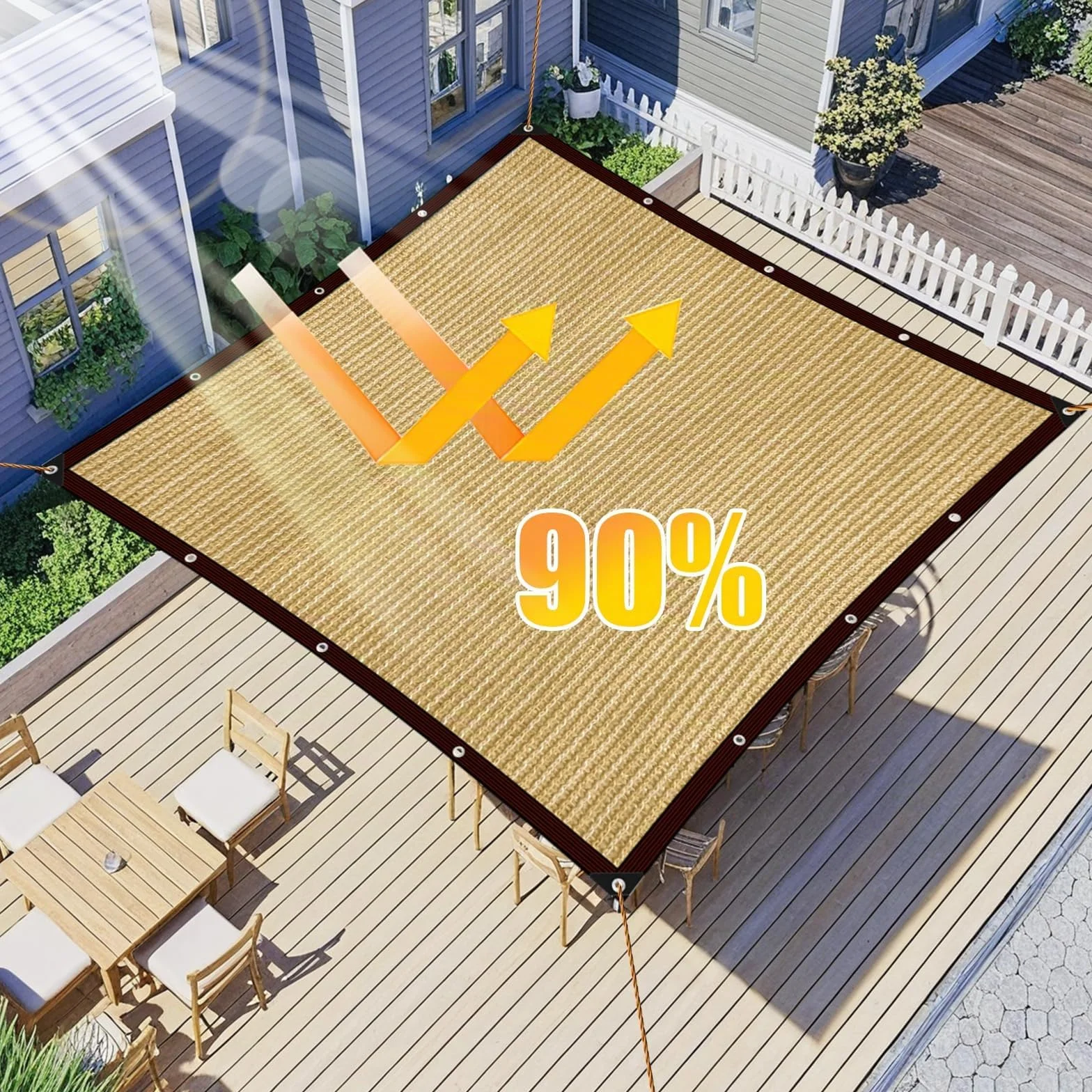 Rete ombreggiatura 2x3 m beige protezione solare giardino terrazzo antivento permeabile all'acqua