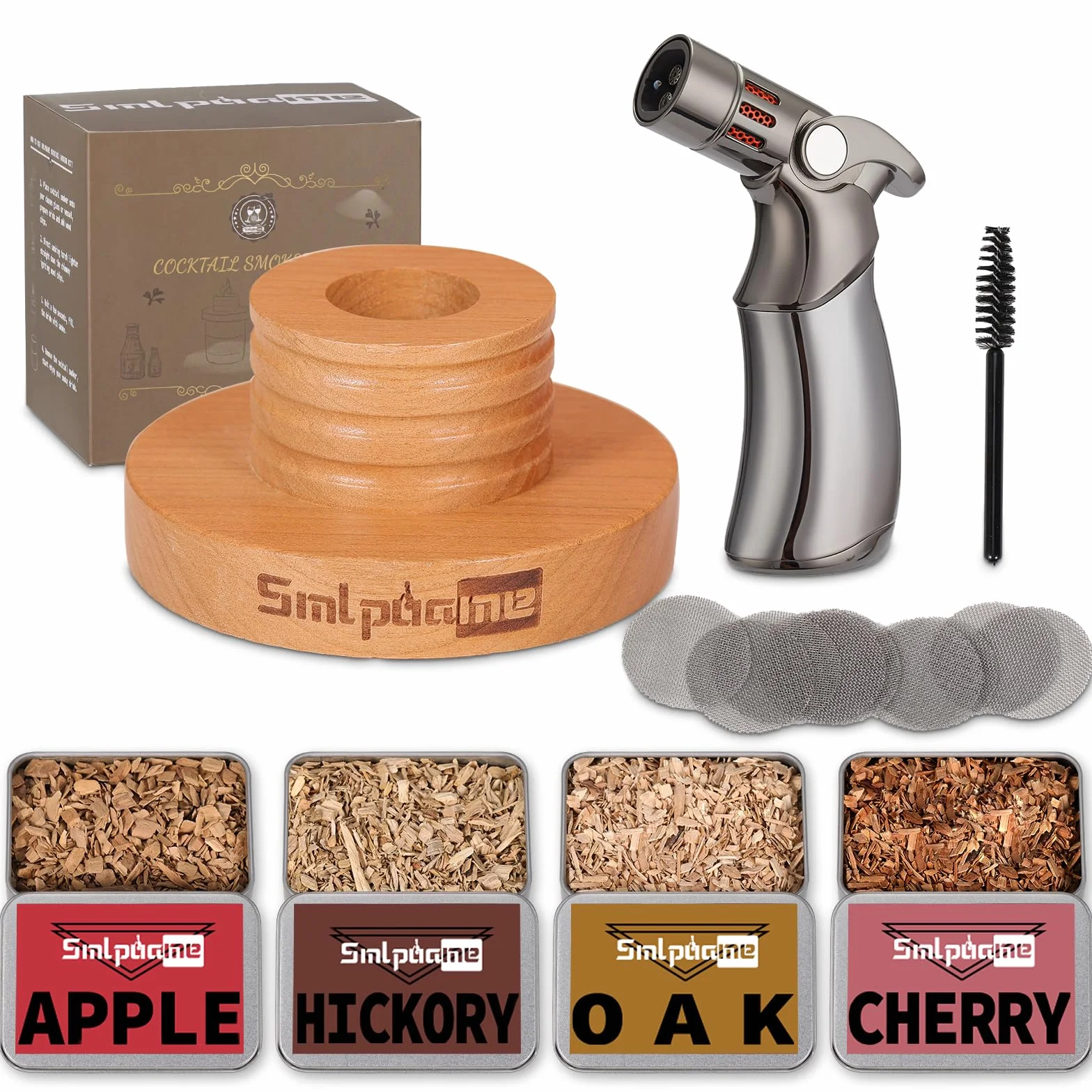 Kit per affumicatore per cocktail con torcia, kit per affumicatore Bourbon vecchio stile con quattro tipi di trucioli di legno, regalo per padre, marito e amanti dei cocktail (senza butano)