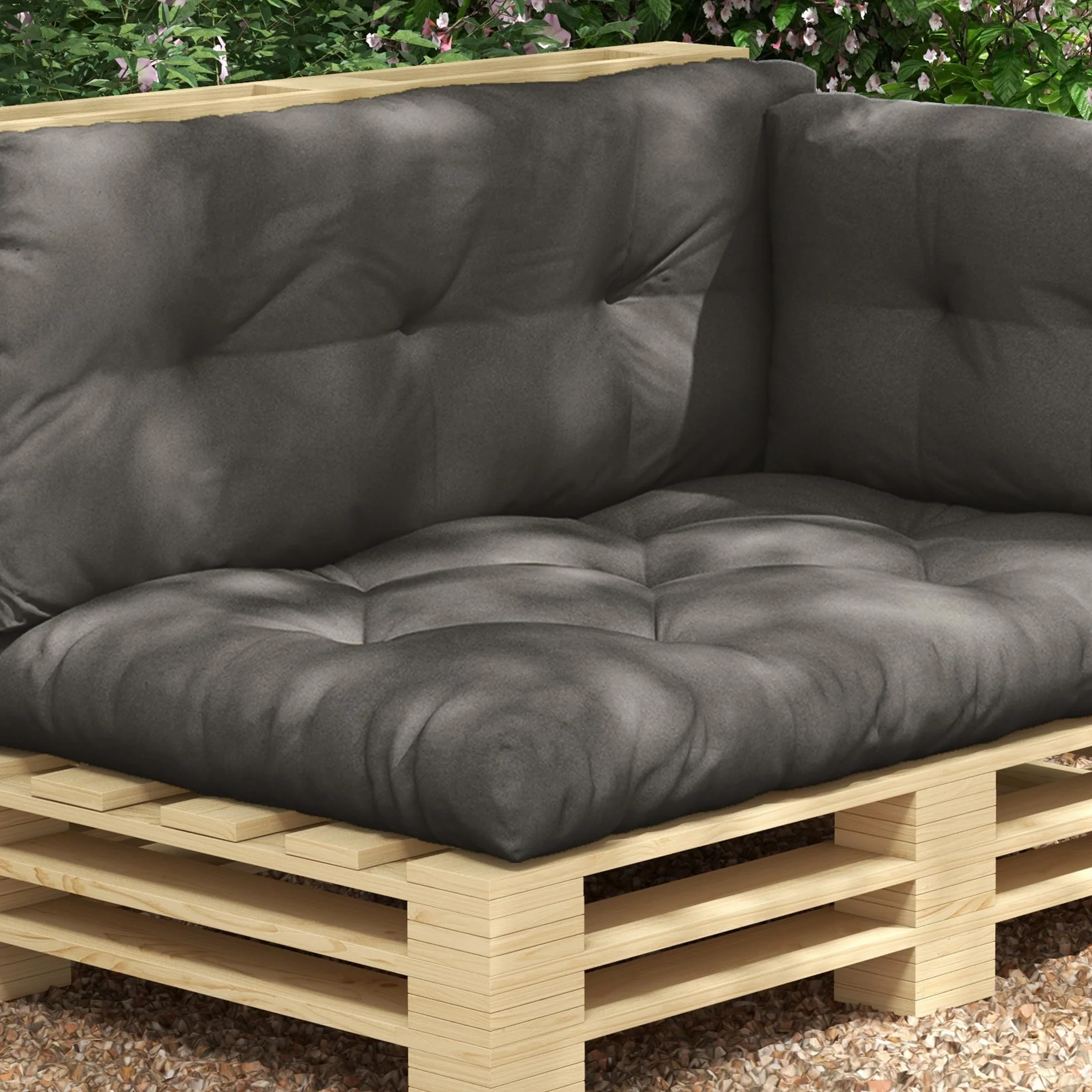 Outsunny Cuscini per Pallet da Giardino 3 Pezzi, Imbottitura Spessa, Poliestere, Grigio Carbone