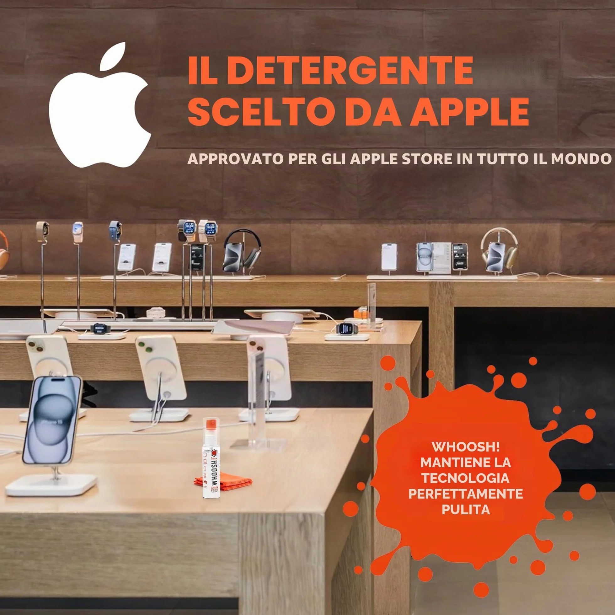 WHOOSH! Screen Shine Go Kit 30 ml Spray do czyszczenia iPhone, laptop, MacBook, iPad – Płyn z mikrofibrą, bez smug, podróżny