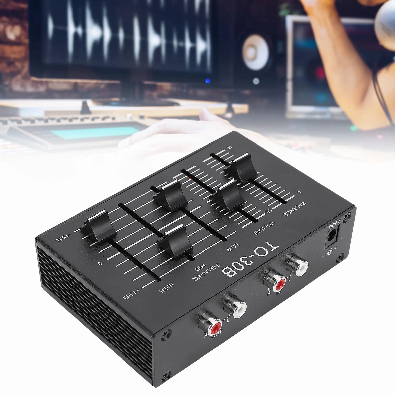 Equalizzatore EQ a 3 Bande Stereo Alto Medio Basso Preamplificatore Controllo Bilanciamento Canale Audio
