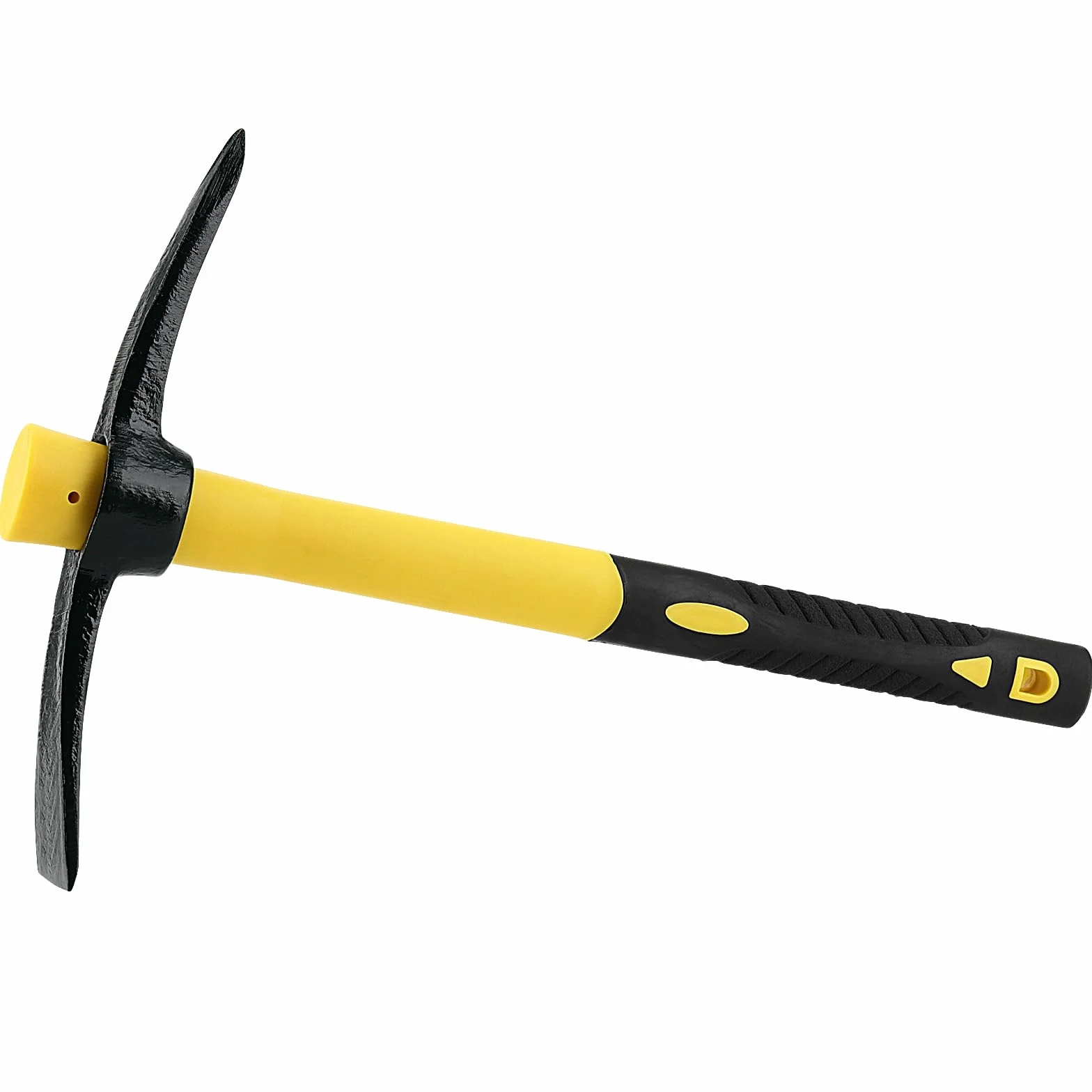 Piccone grande da giardino con testa forgiata in acciaio e manico in fibra di vetro rivestito in plastica (38 cm), piccone robusto, ideale per giardinaggio, campeggio