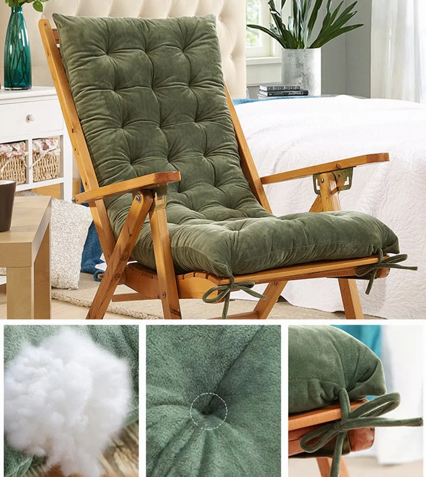 Morbuy per Sedia a Sdraio, Cuscino Imbottito per Poltrona da Bagno di Sole, Relax Giardino per Interni ed Esterni, Vacanze (48x150cm,Verde)