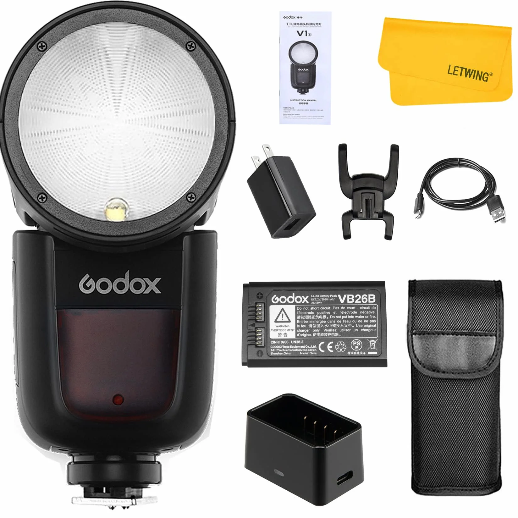 Godox V1-N Round Head Flash Speedlight 2.4G TTL HSS for Nikon 2600mAh Lithium Battery