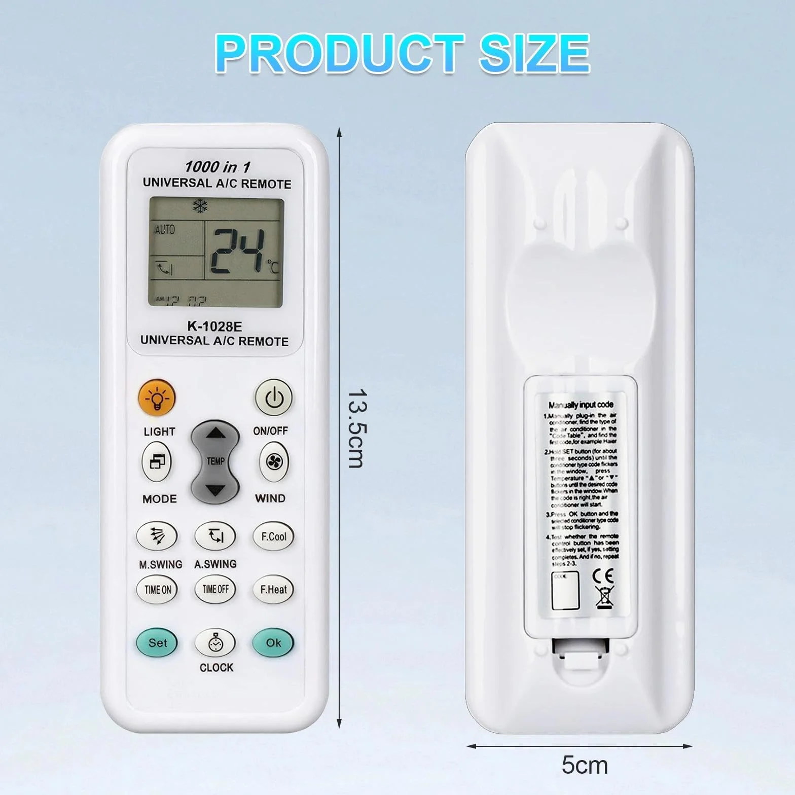Telecomando Universale per Climatizzatori K-1028e Compatibile LCD 1000 in 1