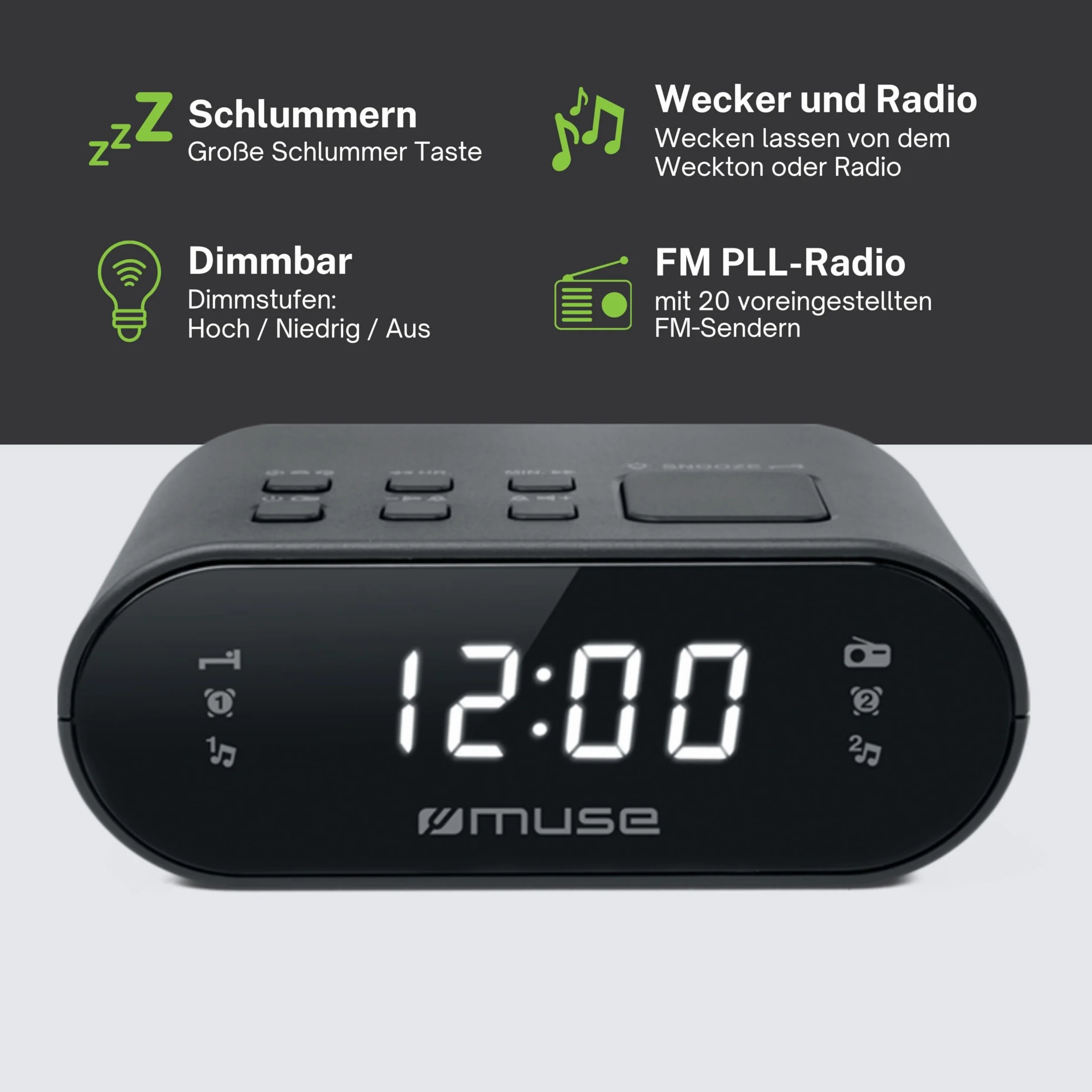 MUSE M-10 CR NEGRO RADIO ANALÓGICA SOBREMESA FM SNOOZE