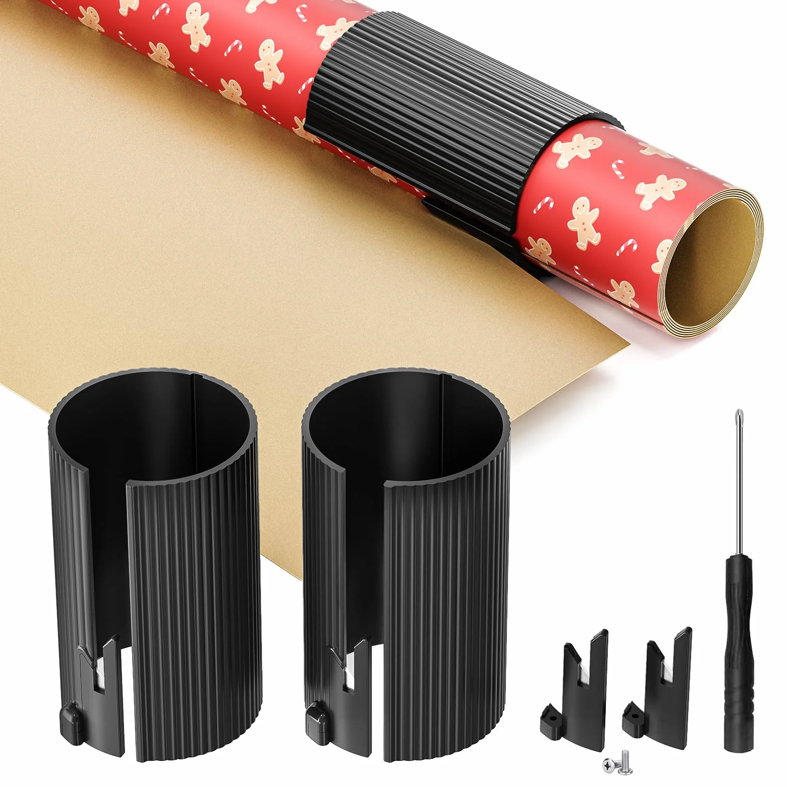 Taglierina per Carta Regalo con 2 Rulli e 4 Lame, Taglierino Sostituibile per Rotoli di Carta Regalo, Piccolo Cutter Scorrevole