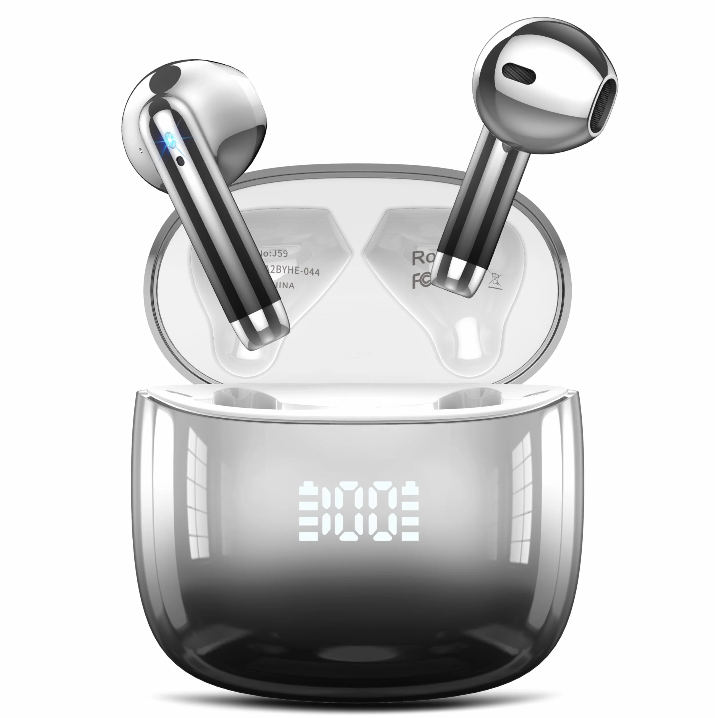 Cuffie Bluetooth 5.4 con Driver 14.2mm, IP7 Impermeabili, 40H Display LED, Nero